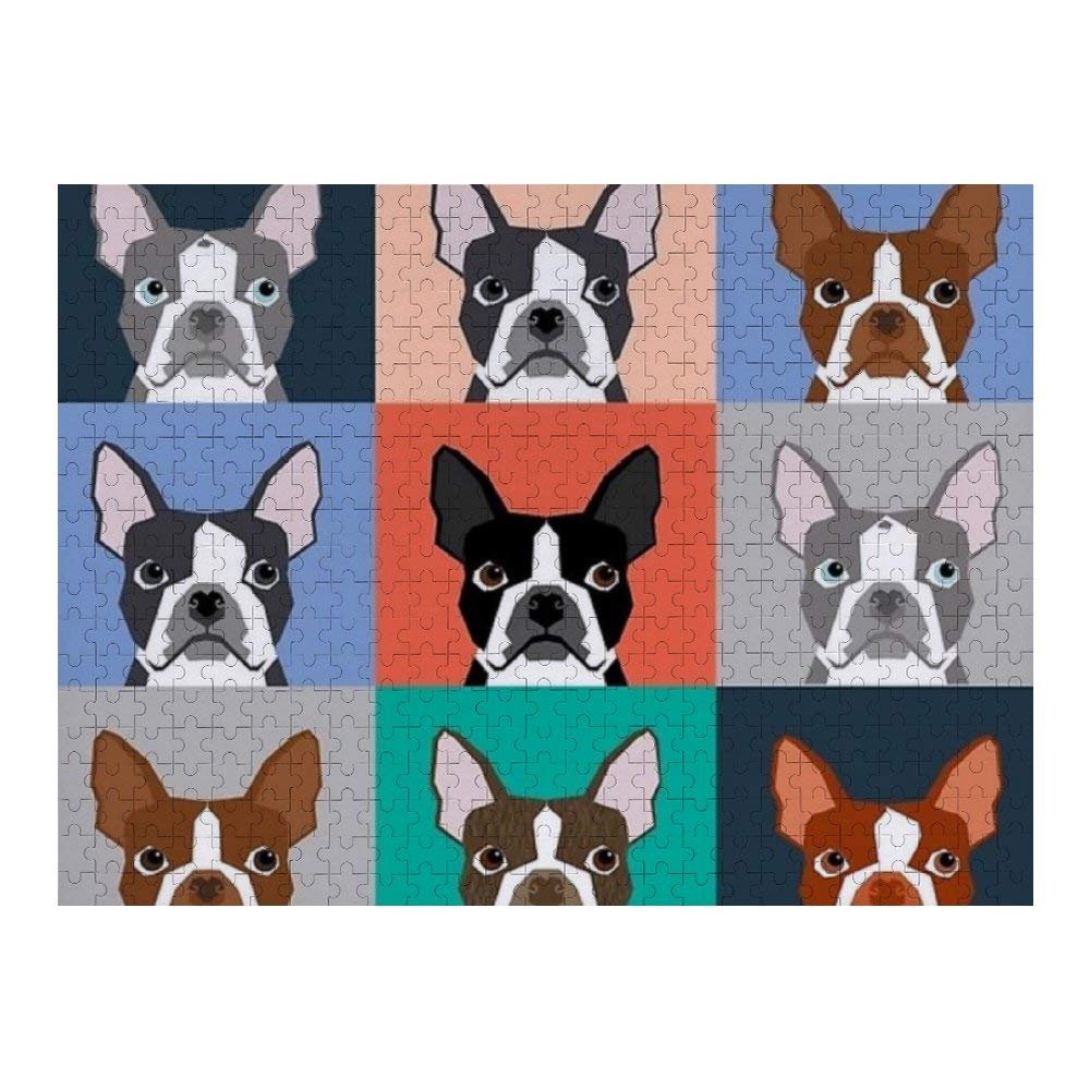 NiYoung 500-Piece Jigsaw Puzzle - Boston Terrier Bulldog Dog Pattern, Fun & Challenging Family Puzzle Game for Kids & Adults | Stress Relief, Brain Teaser, Family Bonding Activity