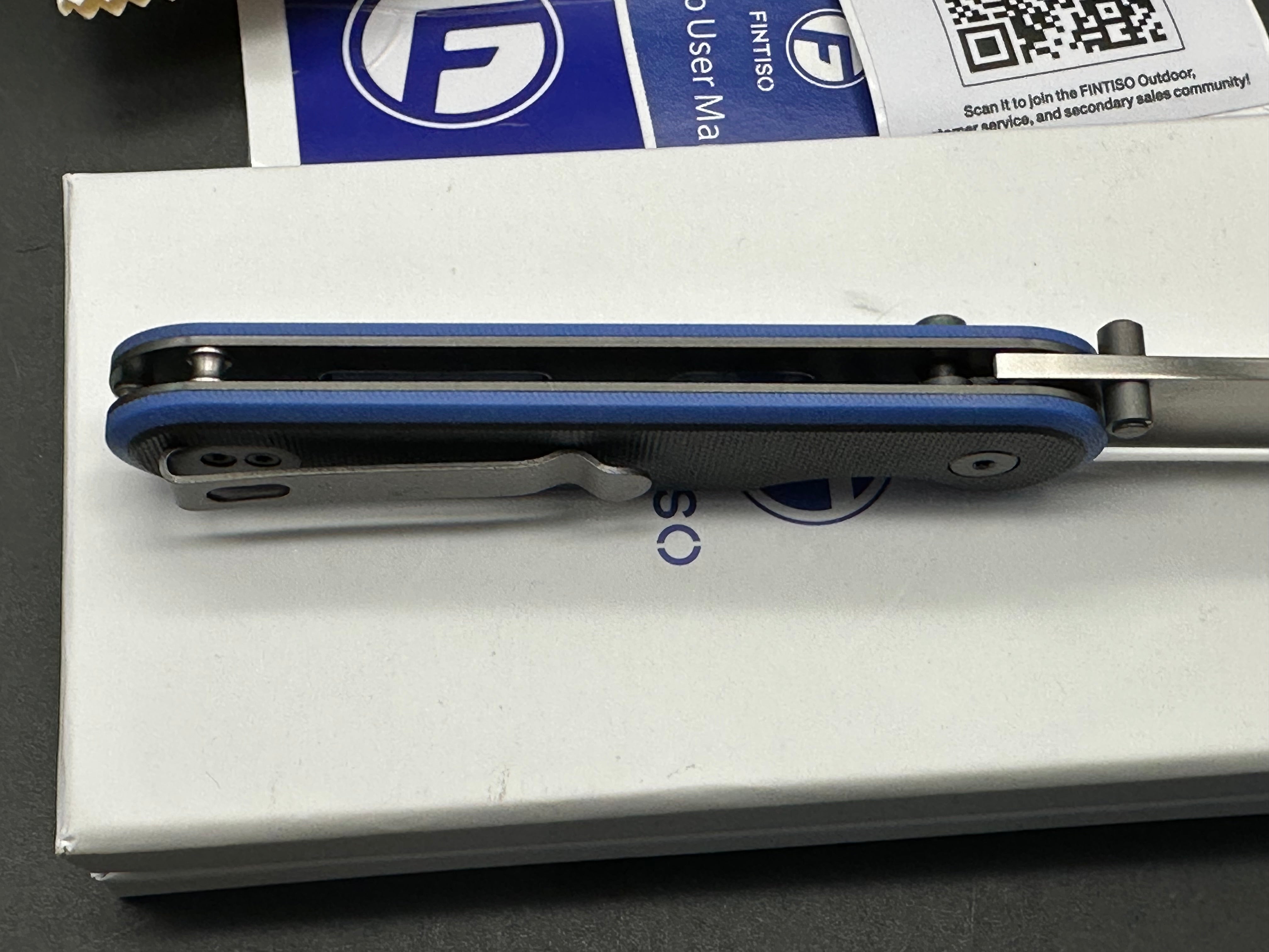 FINTISO Folding Pocket Knife with 14C28N Steel Blade & G10 Handle - Parrot Blue/Black - EDC, Camping, Hiking, Outdoor Survival Gear