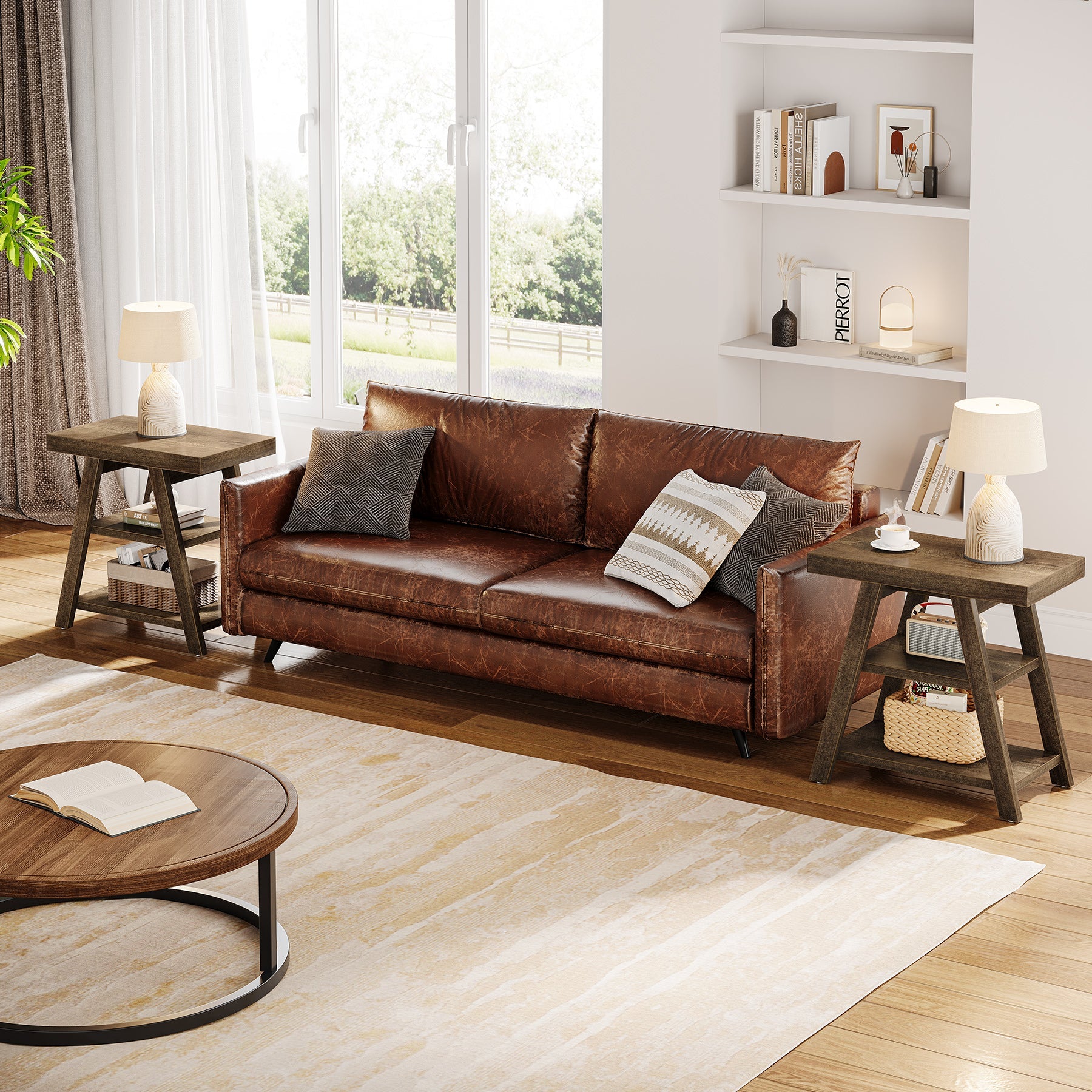 3-Tier Wooden End Table with Storage Shelf - Modern Sofa Side Table for Living Room, Bedroom, or Office - Perfect for Storing Books, Decor, and Essentials
