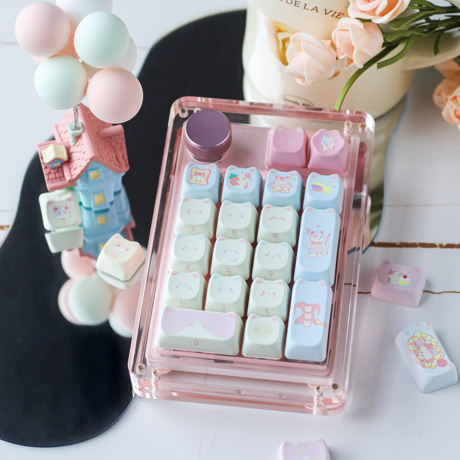 KiiBOOM Cat Paradise PBT Keycaps - 141 Keys for MX Switches | Gaming & Office Use