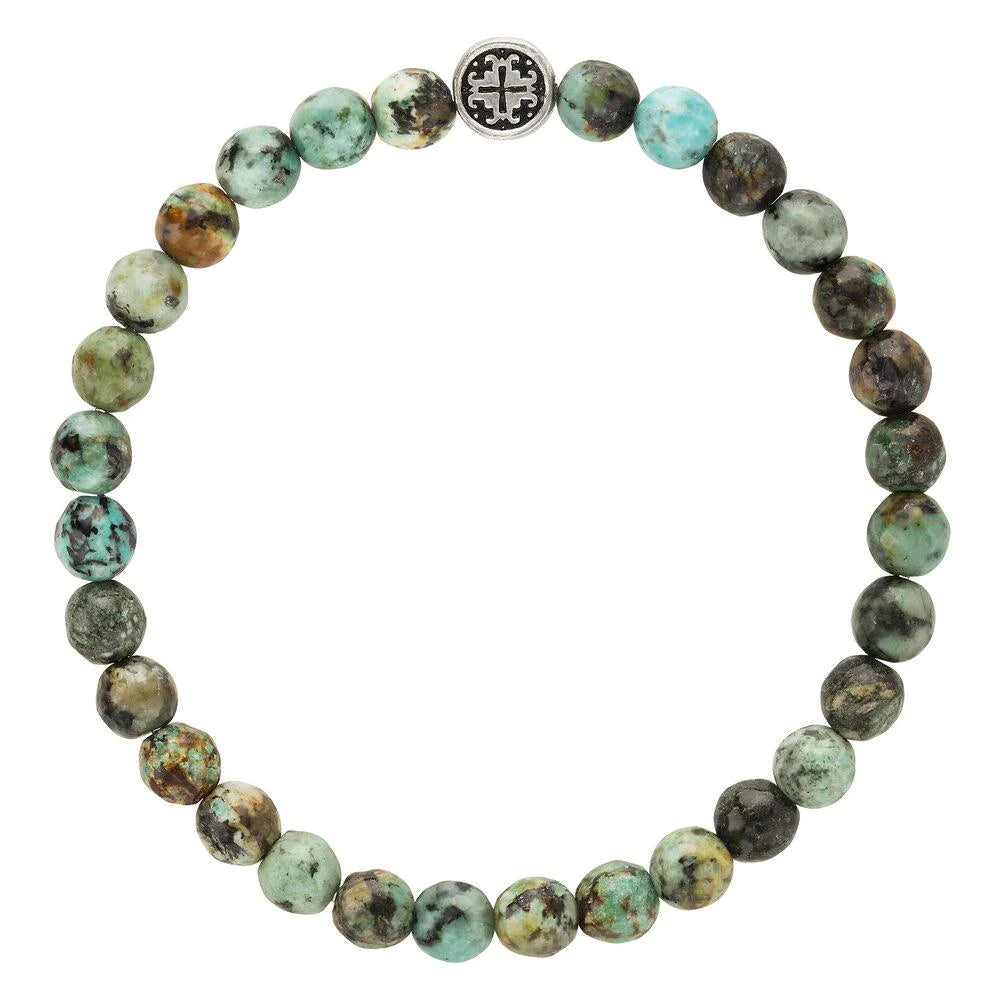 Handmade African Turquoise Beaded Bracelet | Mala + Mantra | Spiritual Healing & Meditation Jewelry for Women & Men | Perfect for Yoga, Mindfulness & Positive Energy