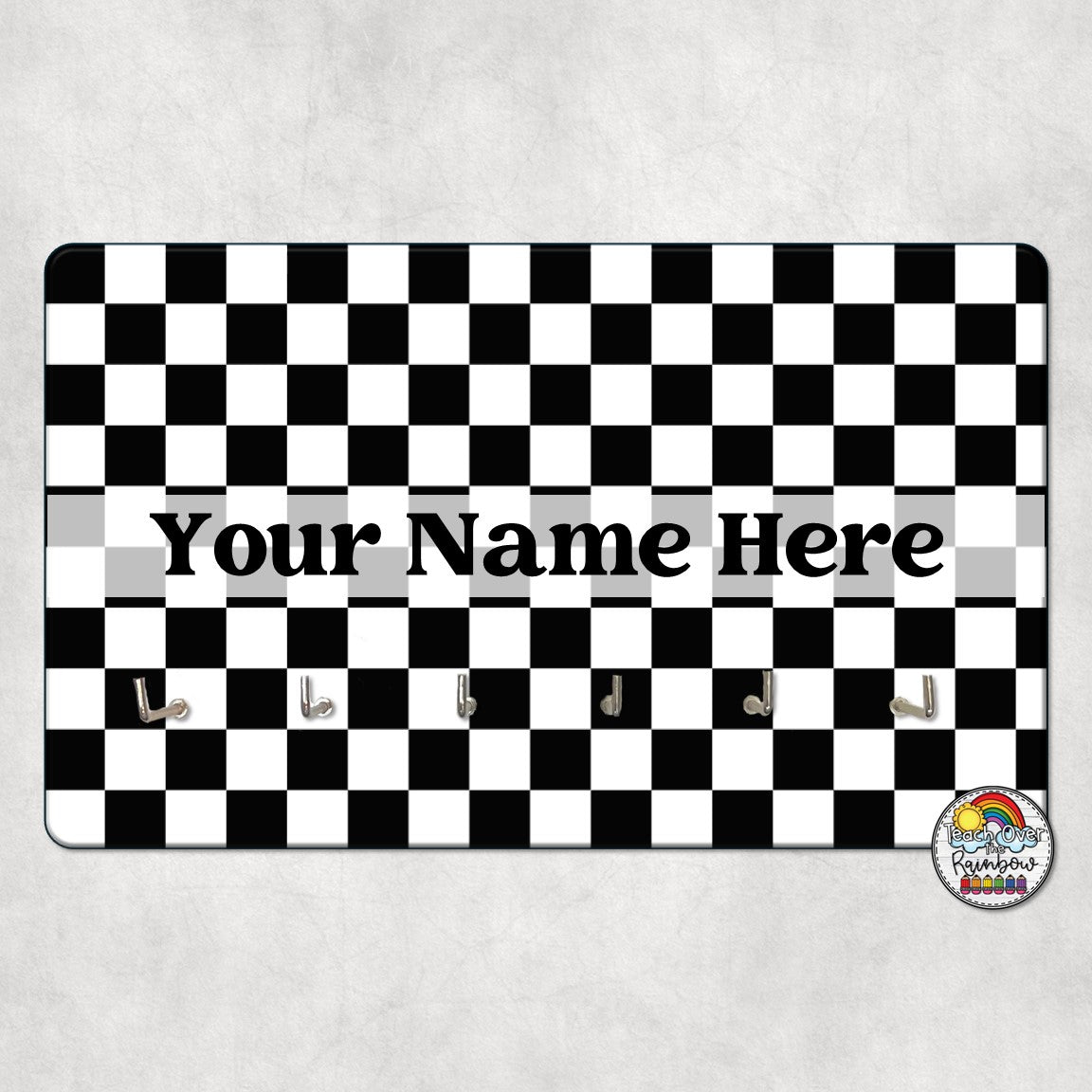 Black and White Checkered Hall Pass Holder for Teachers - Durable Plastic Hallway Passes for Students - Perfect for Classroom, School, and Office Use