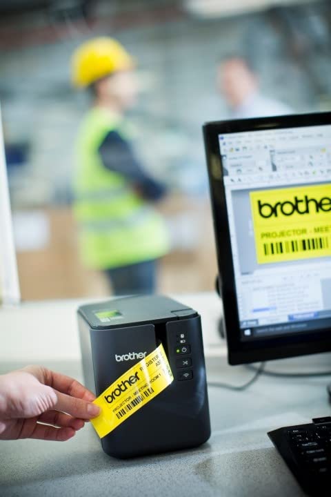Brother PT-P900WC High-Resolution Industrial Label Printer with Wi-Fi® - Black Desktop Label Maker for Warehouse, Retail & Office Organization