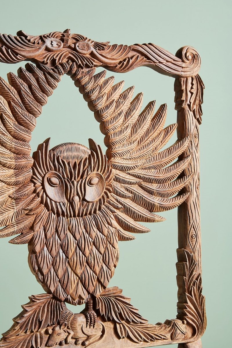 Hand Carved Menagerie Dining Chairs Set of 2 - Exotic Wooden Table Chairs for Kitchen, Dining Room & Restaurant - Elegant Handcrafted Wood Furniture for Home Decor