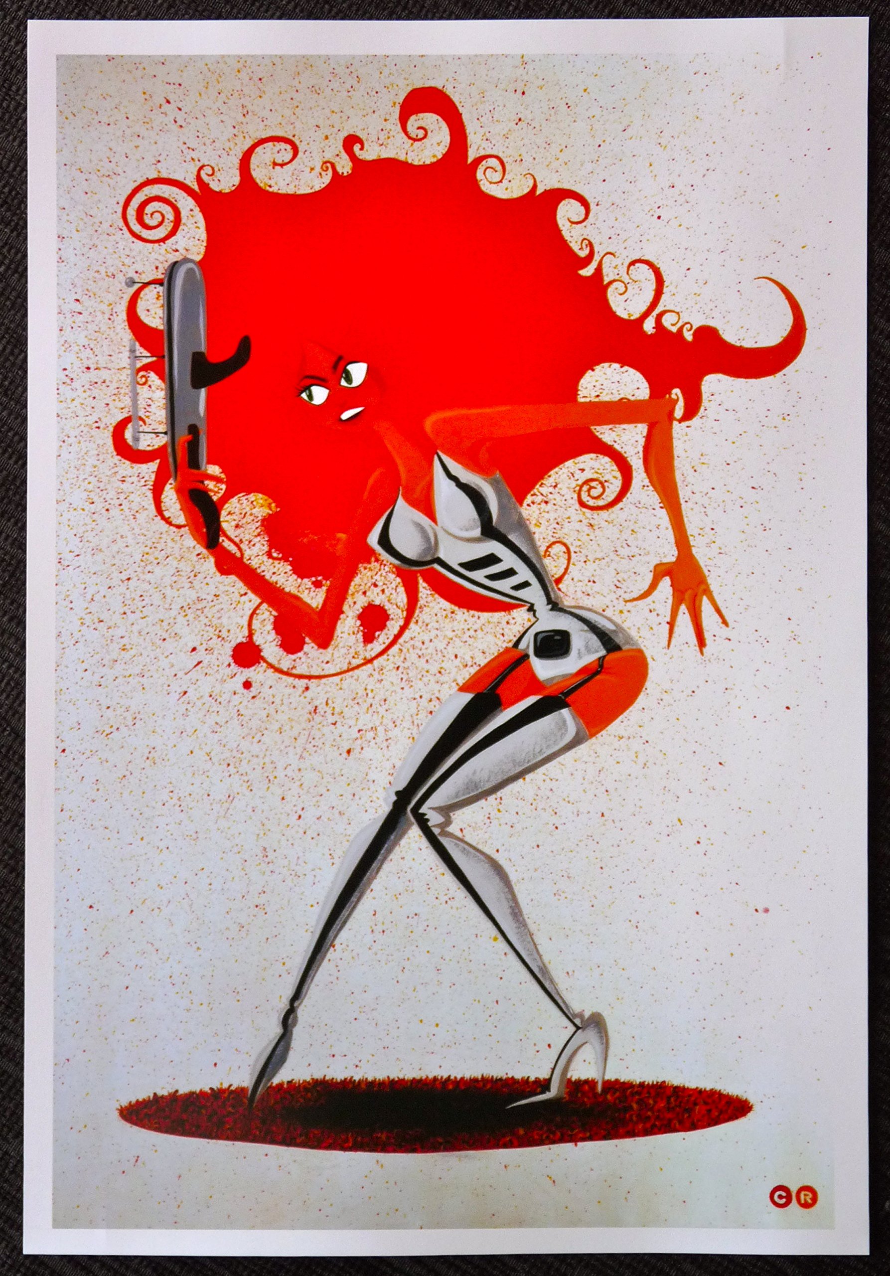 Barbarella Movie Art Mini Poster - Orange-Haired Girl with Gun - Vintage Sci-Fi Wall Decor for Bedroom, Office & Movie Theater