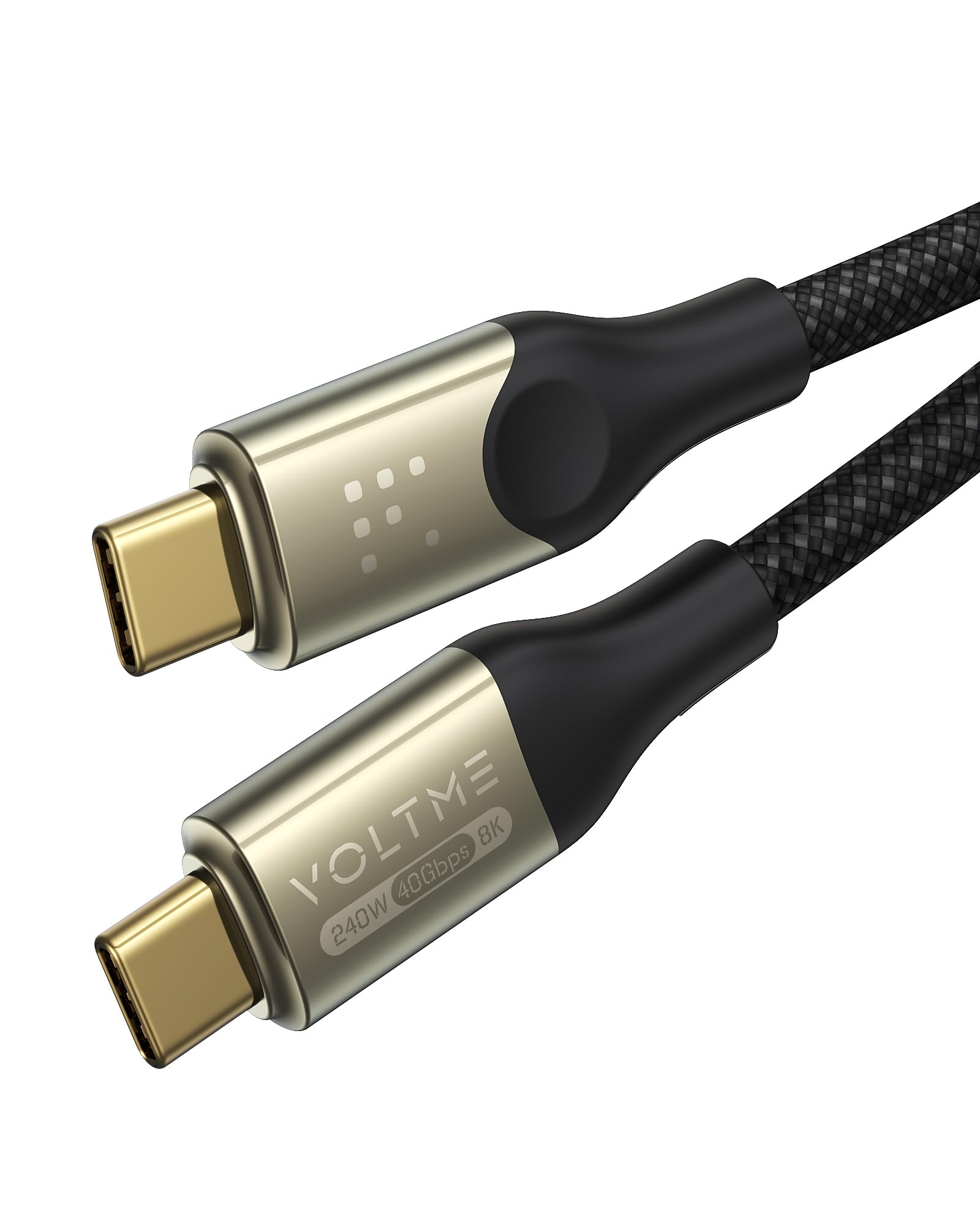 VOLTME 240W USB C to USB C Cable 4FT - 40Gbps USB4 & Thunderbolt 4/3 Compatible - Fast Charging & 8K@60Hz Video Output - Braided Durable Type C Cable for iPhone 16, Galaxy S24, iPad, MacBook Pro (Black) - Perfect for Home, Office & Travel Charging