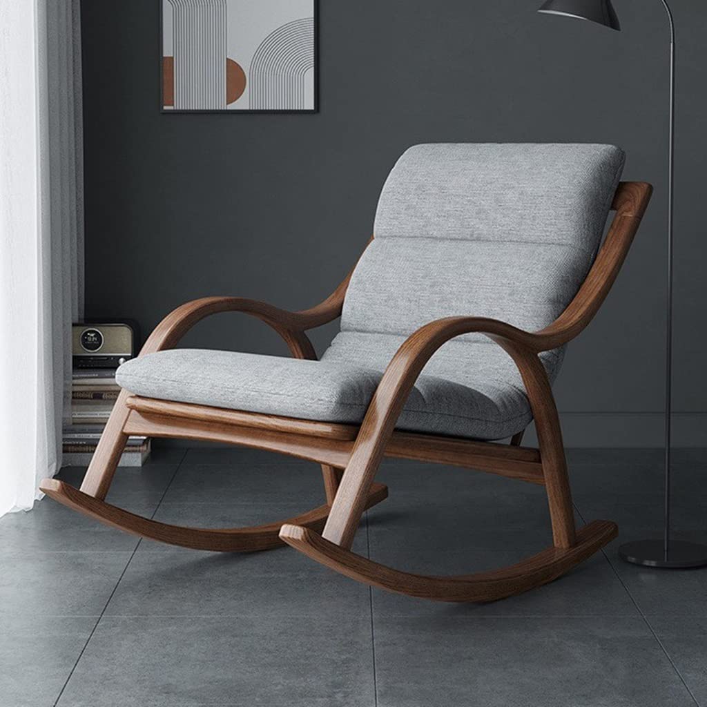 Premium Leather Rocking Recliner Chair with Massage - Modern Padded Armchair for Living Room & Bedroom - Gray Upholstered Single Sofa (114x78x90cm) - Perfect for Relaxing, Reading & Lounging