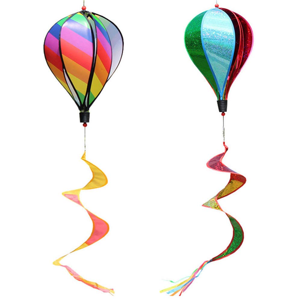 Rainbow Hot Air Balloon Wind Spinner - Outdoor Hanging Decoration with Sequins for Garden, Patio & Yard (Random Color) | Colorful Windmill for Outdoor Decor & Party