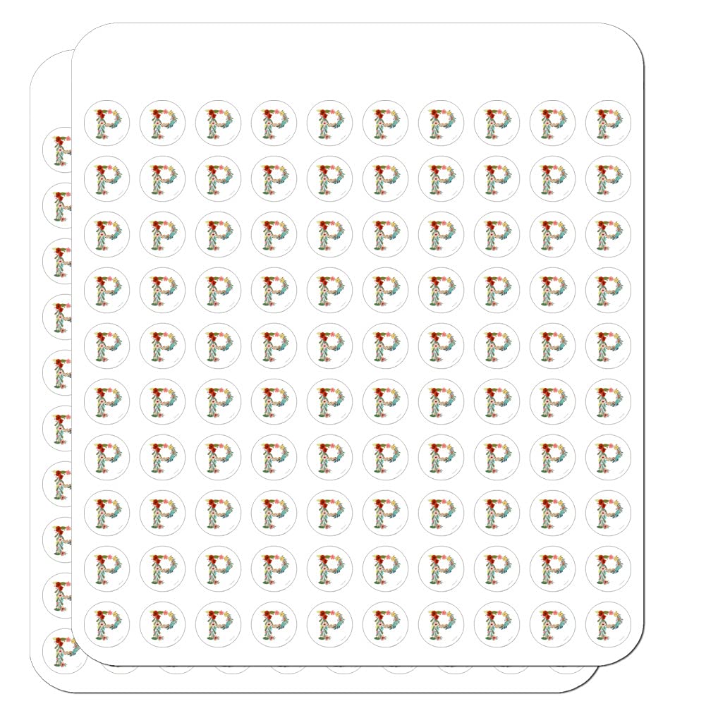 Floral Monogram Letter P Stickers for Planner, Calendar, Scrapbooking & Crafting - Perfect for DIY Projects, Bullet Journals, and Stationery Decoration