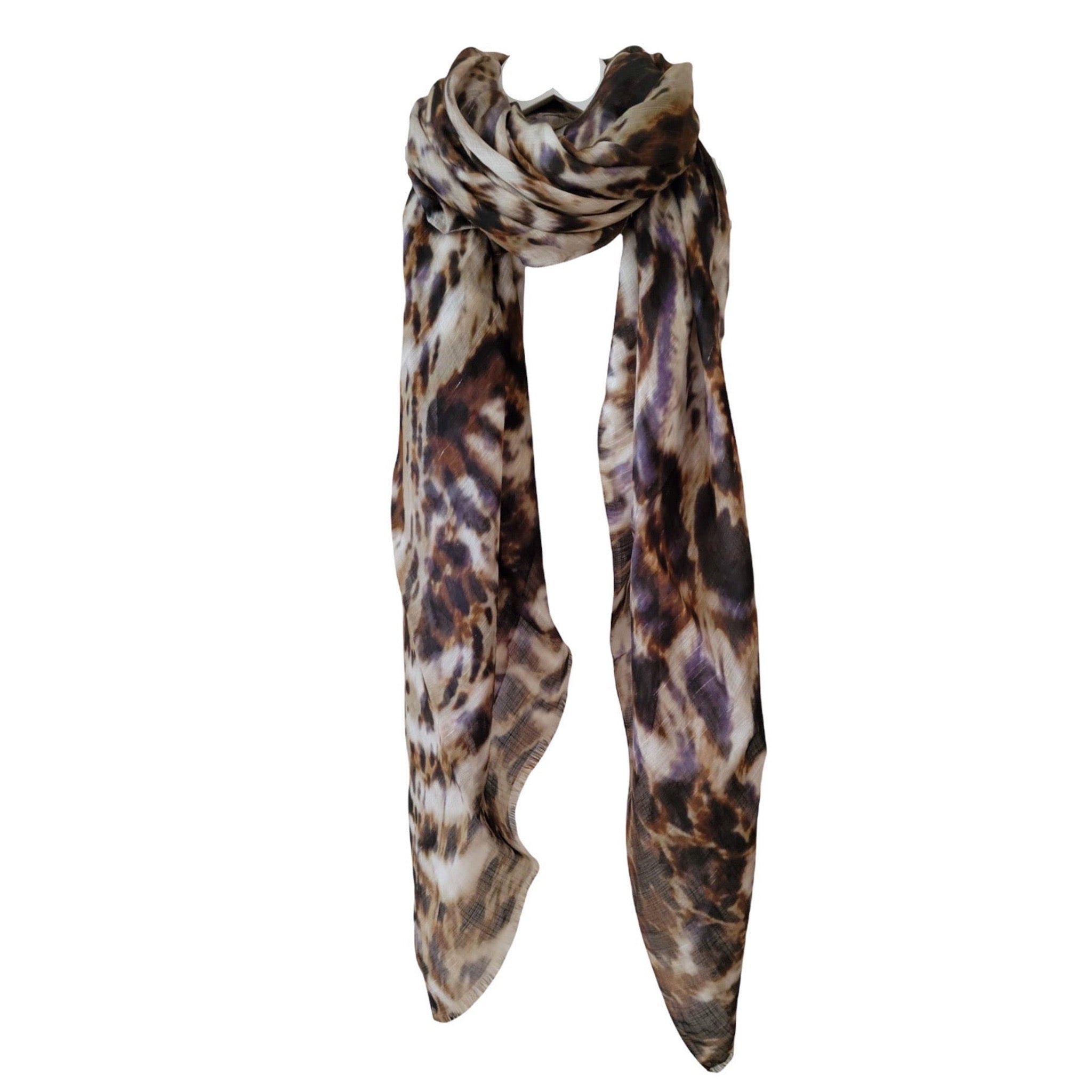 Brown Leopard Print Crinkle Silk Fabric - Premium Textile for Fashion Design, DIY Clothing & Home Decor Projects