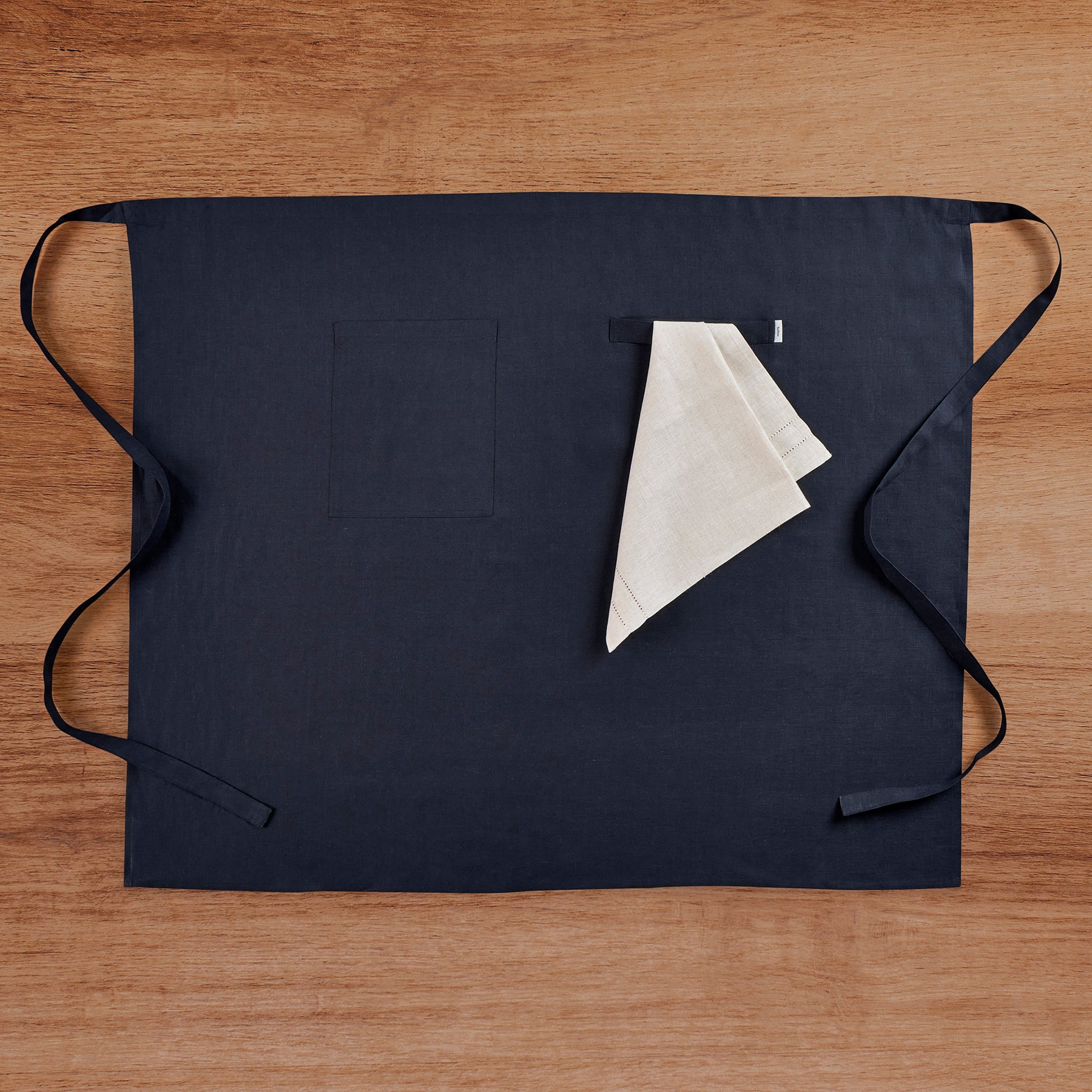 Premium Linen Midi Bistro Apron for Women - Adjustable Waist & Pockets - Perfect for Cooking, Baking, Gardening & Hosting - Elegant Kitchen & Cafe Wear