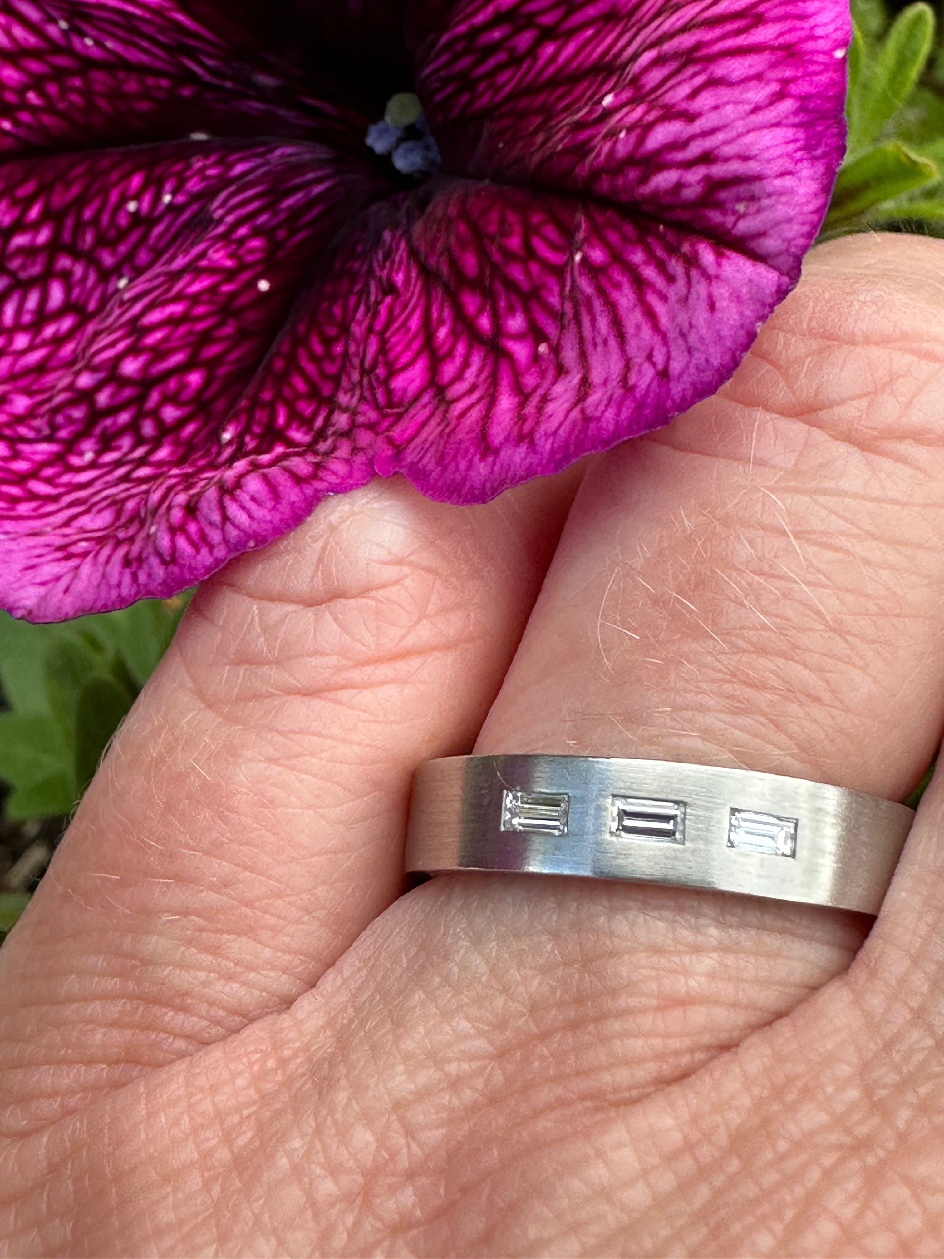 Platinum 3 Baguette 0.12ct TW VS1 Diamond Ring for Women - Elegant Wedding, Engagement & Anniversary Jewelry Gift