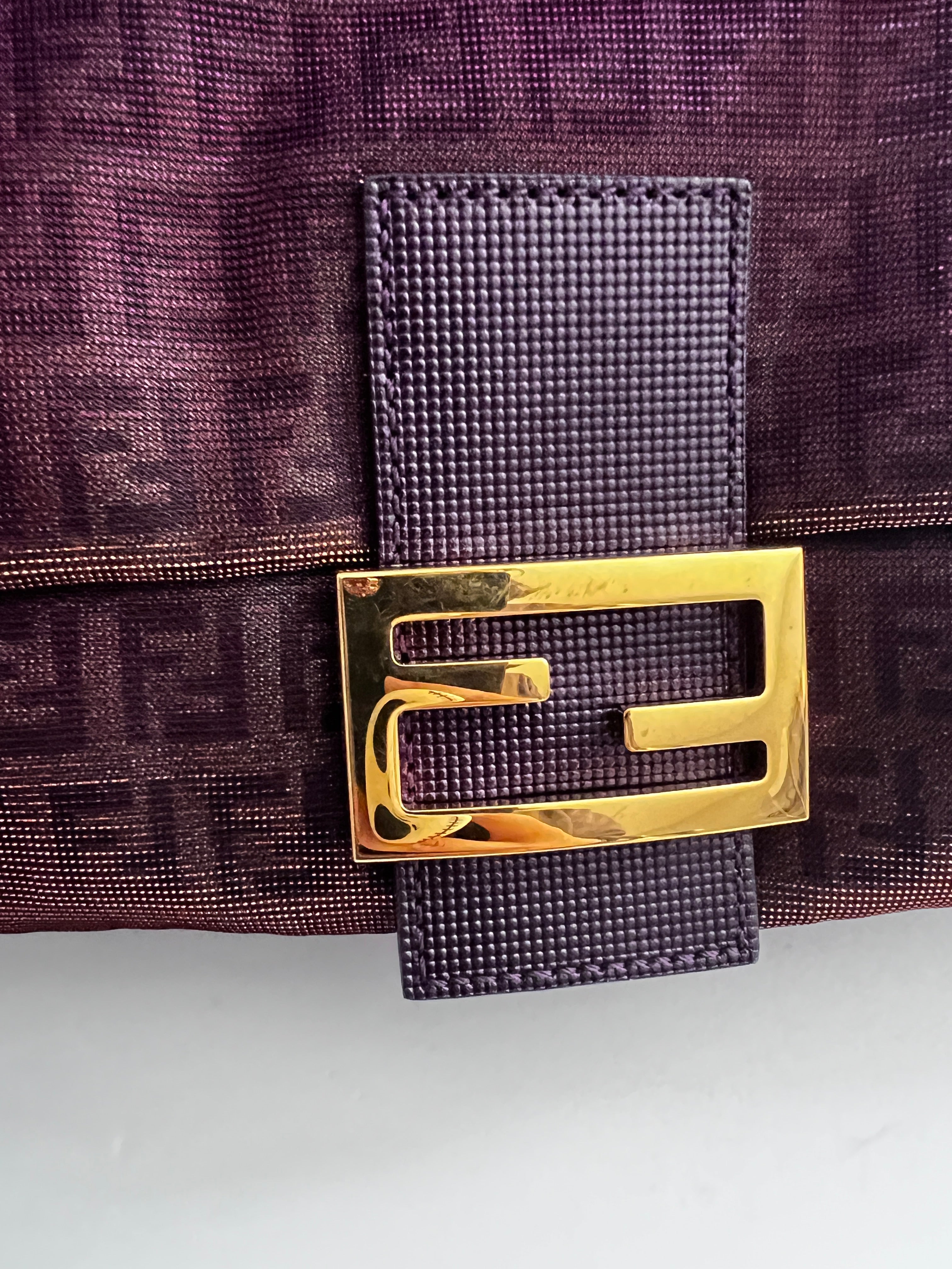Fendi Purple Zucchino Mamma Baguette Bag - Luxury Designer Handbag for Women | Perfect for Evening Parties, Date Nights & Special Occasions