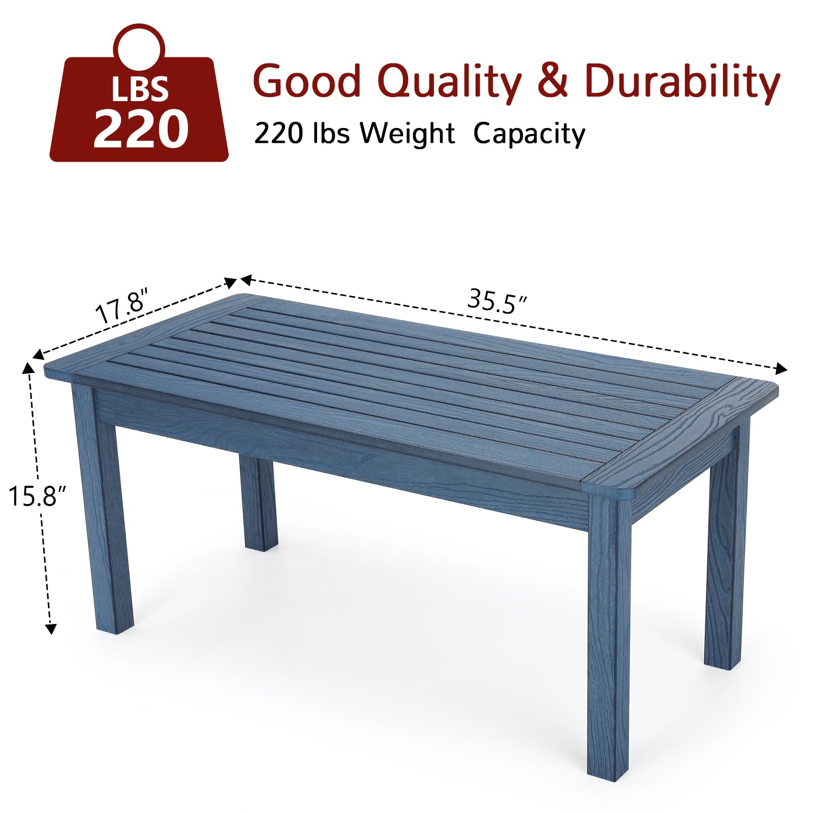 Stoog Outdoor Coffee Table - All-Weather Patio Side Table for Garden, Backyard, Balcony & Living Room - Durable Blue Furniture for Relaxing Outdoors & Indoor Decor