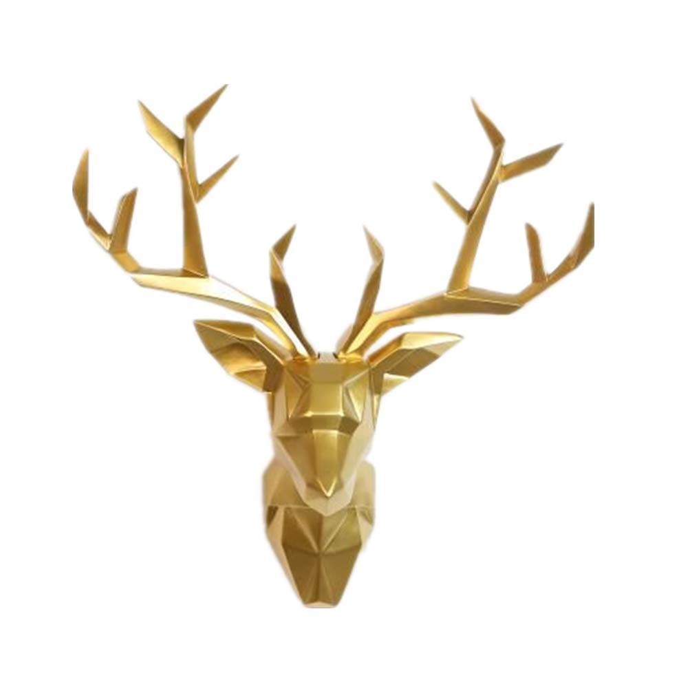 Geometric Deer Head Wall Art Sculpture - Modern Gold XL Home Decor for Living Room, Bedroom & Office - YJ Home Deer Head Wall Decor