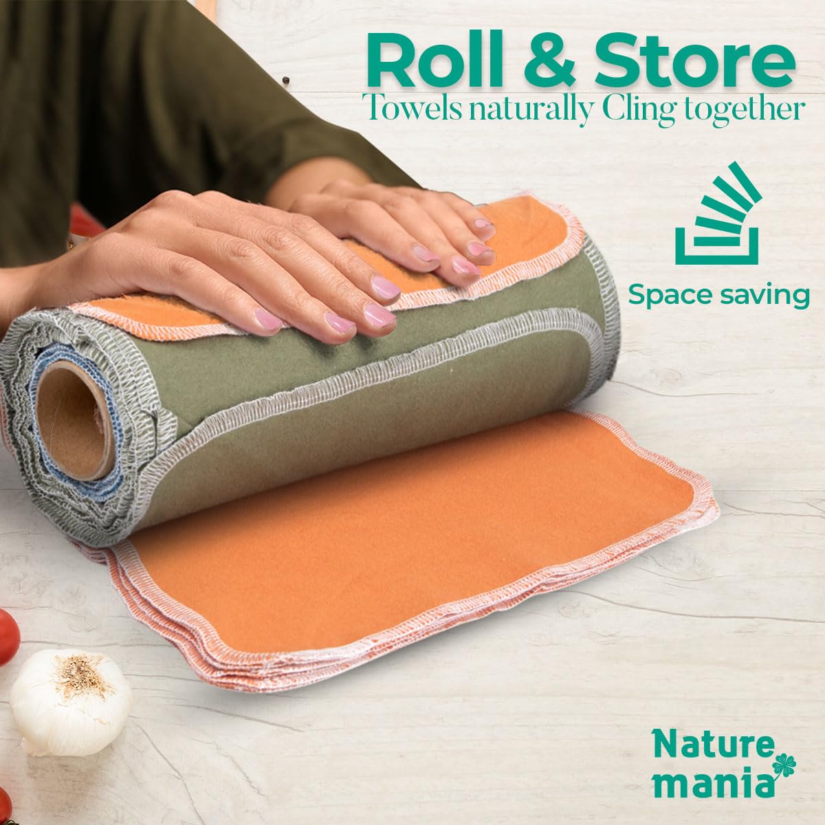 24-Pack Reusable Paper Towels - Eco-Friendly, Super Soft 100% Cotton Washable Kitchen Towels | Sustainable Alternative to Disposable Paper Towels for Cleaning, Spills & Everyday Household Use