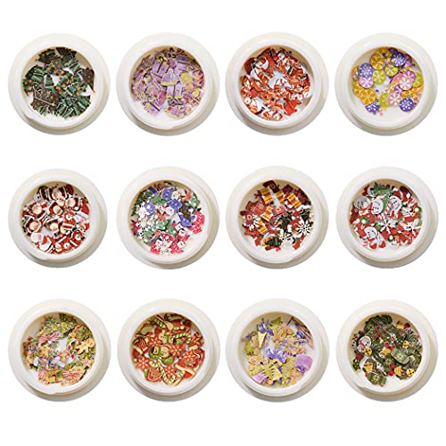 Licogel Christmas Nail Art Kit - 12 Boxes Colorful Snowflake, Tree & Santa Claus Nail Decorations for DIY Holiday Nail Designs | Perfect for Christmas Parties, Gift Giving & Festive Nail Art Creations
