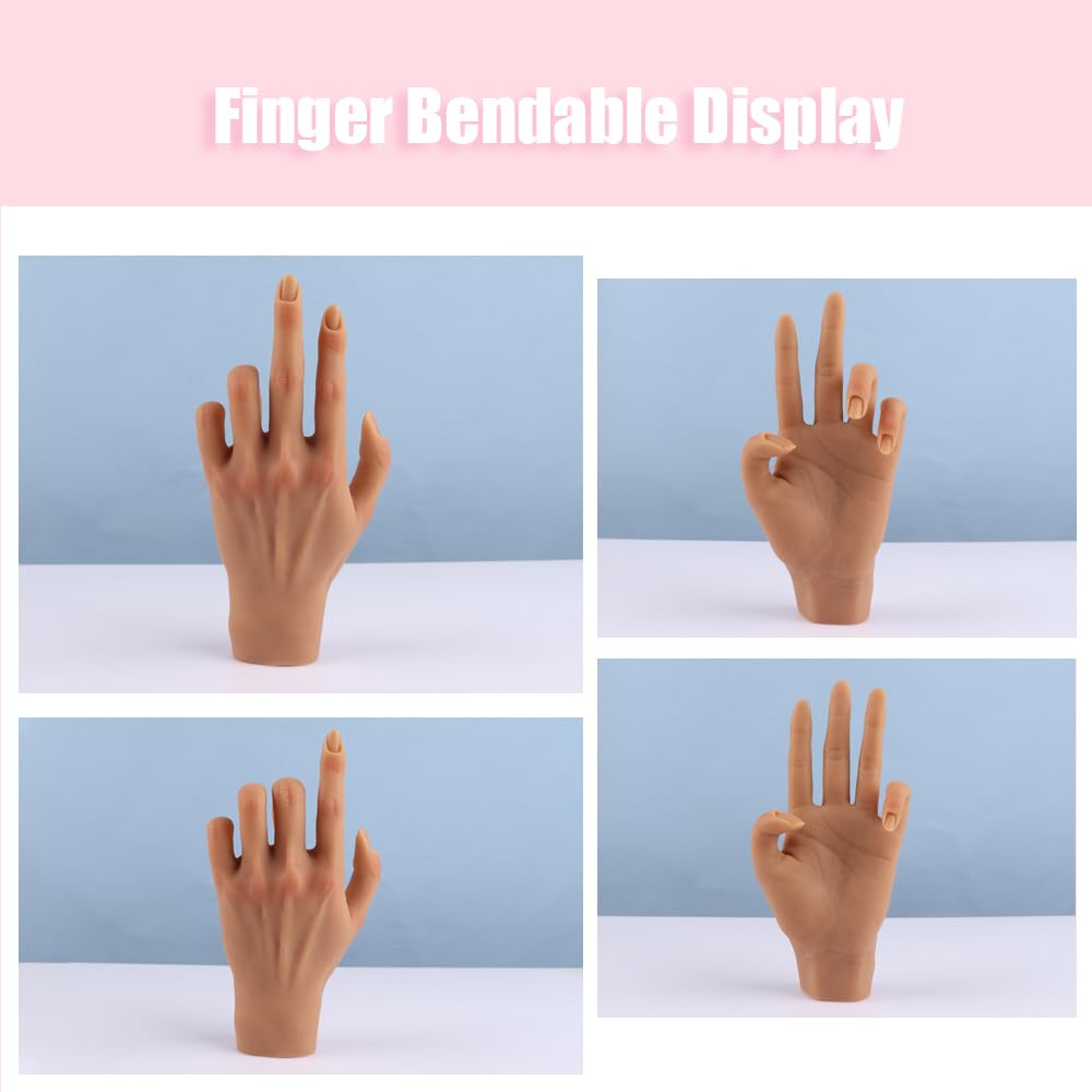 Professional Silicone Practice Hand for Acrylic Nails - Adjustable Mannequin Hand for Nail Art Training, Perfect for DIY Beginners & Salon Artists - Ideal for Home Practice, Nail School & Professional Demonstrations