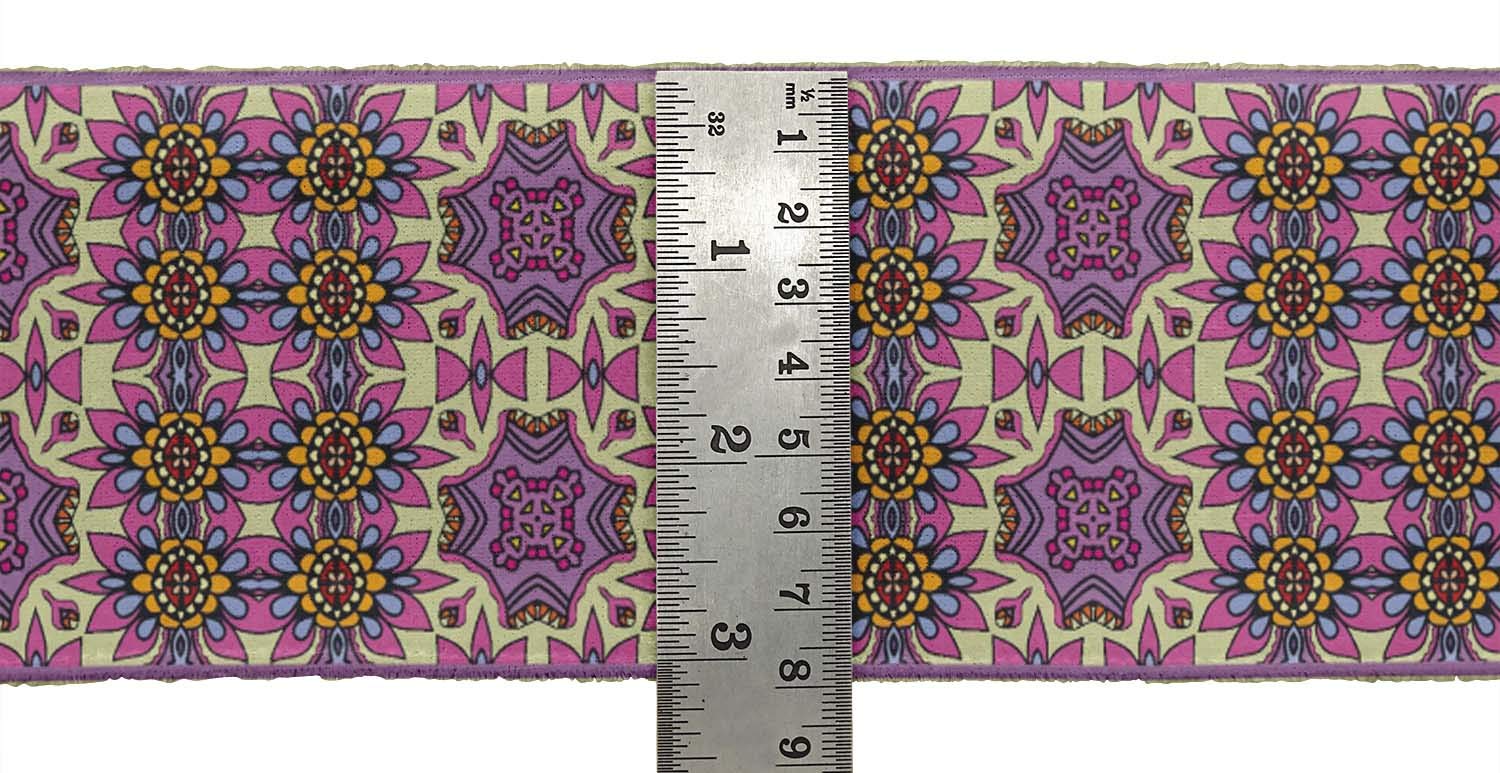 IndianBeautifulArt Beige Floral Moroccan Printed Velvet Ribbon Trim - 9 Yards x 4 Inches Wide for Sewing, Crafts & DIY Projects - Perfect for Home Decor, Gift Wrapping & Costume Accessories