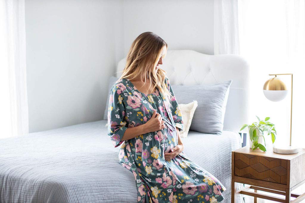 Baby Be Mine Maternity Nursing Robe - Soft Labor Delivery Hospital Gown for Breastfeeding Mothers | Perfect for Hospital Bag Essentials & Postpartum Recovery