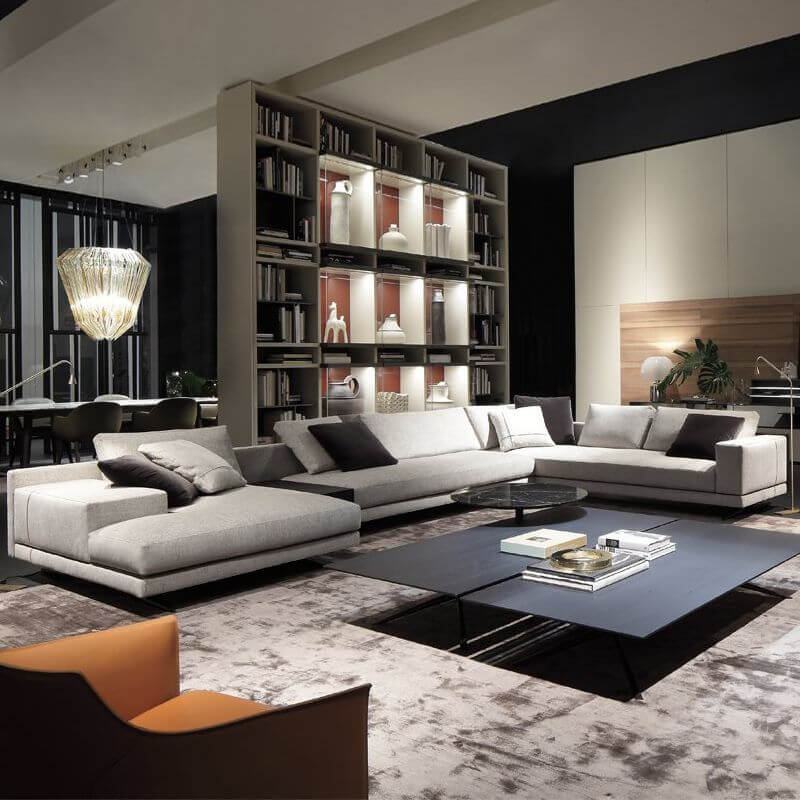 L-Shaped Sectional Sofa with Chaise Lounge in Chalk White | 6-Seater Modular Couch | Right or Left Facing Configuration | Perfect for Living Room, Family Room & Home Theater