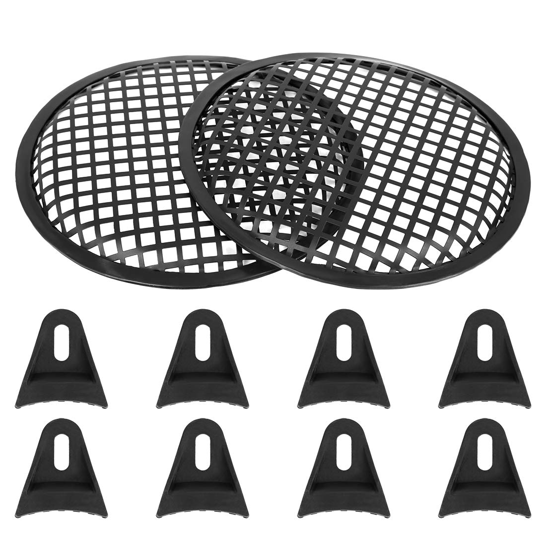X AUTOHAUX 2-Pack 8 Inch Black Car Audio Speaker Covers - Heavy Duty Metal Mesh Subwoofer Grills & Horn Guards for Enhanced Protection | Perfect for Car Audio Systems, Home Theaters & DIY Speaker Projects