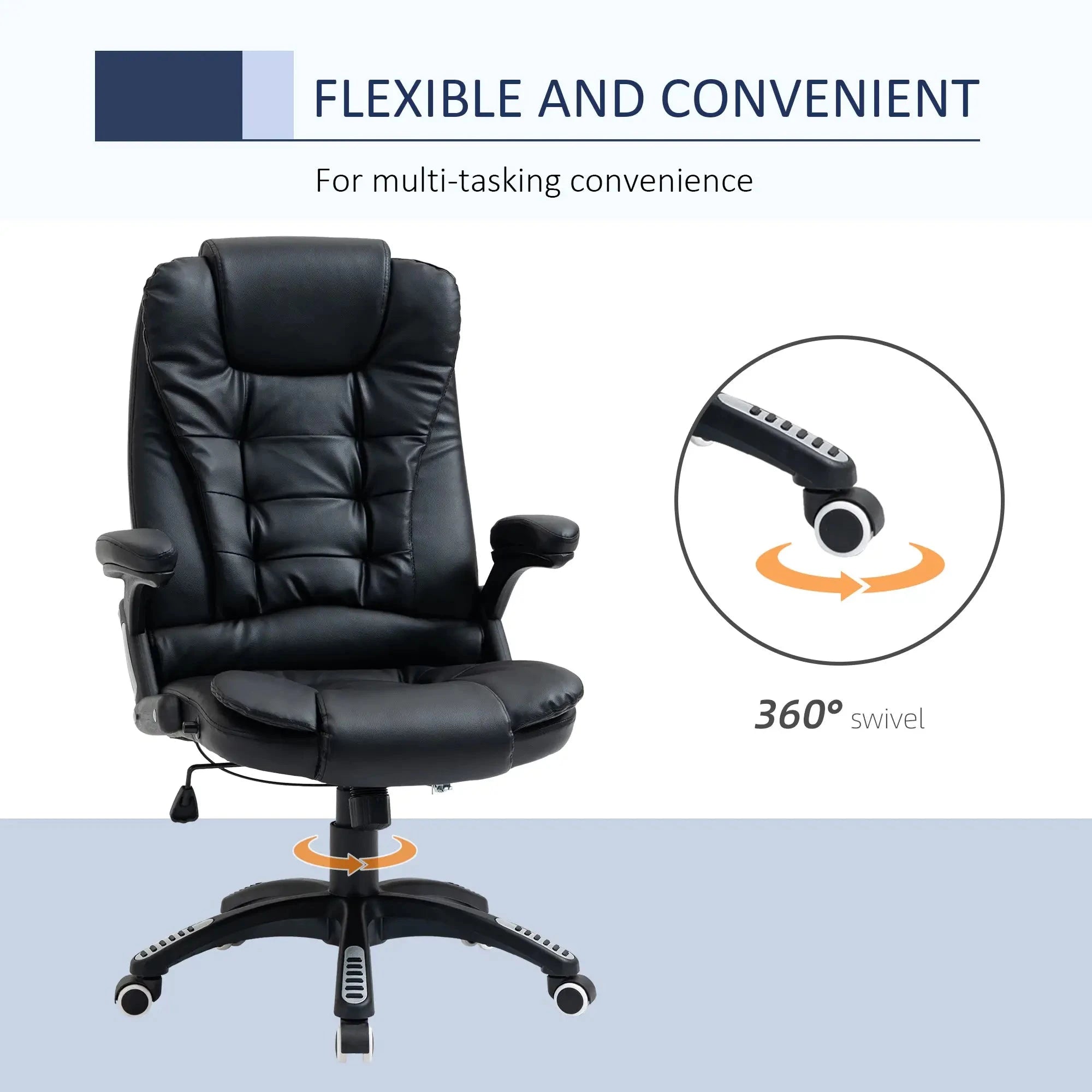 Premium High Back Faux Leather Executive Office Chair - Ergonomic Swivel Seat with Adjustable Height (Black/Gray) - Perfect for Home Office, Conference Rooms & Corporate Workspaces