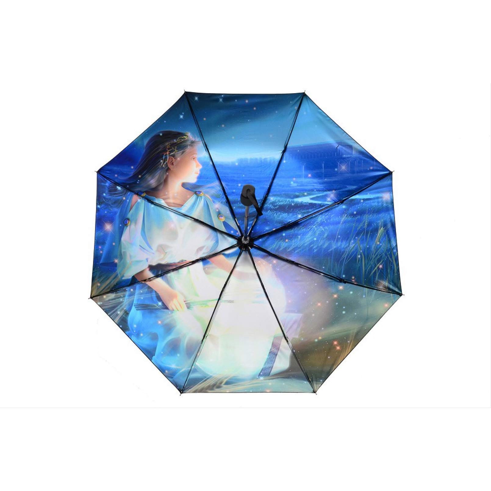 Foldable Sun Umbrella with UV Protection - 12 Zodiac Constellation Design for Women, Men & Kids - Portable Parasol for Beach, Travel & Outdoor Use (Color: Virgo)