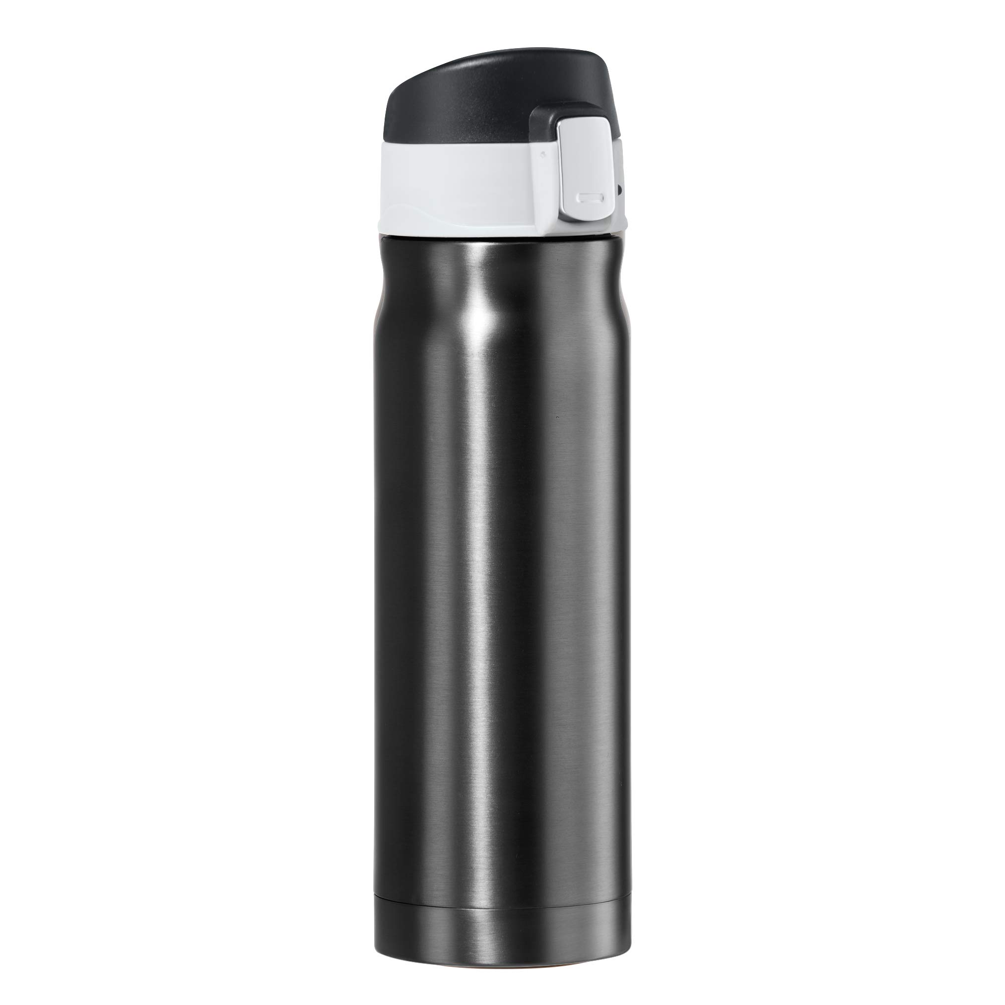 OGGI Caliber 17oz Stainless Steel Insulated Water Bottle - Leakproof Travel Coffee Mug, Double Wall Vacuum Metal Sports Bottle for Hiking, Gym & Outdoor Activities (Black)