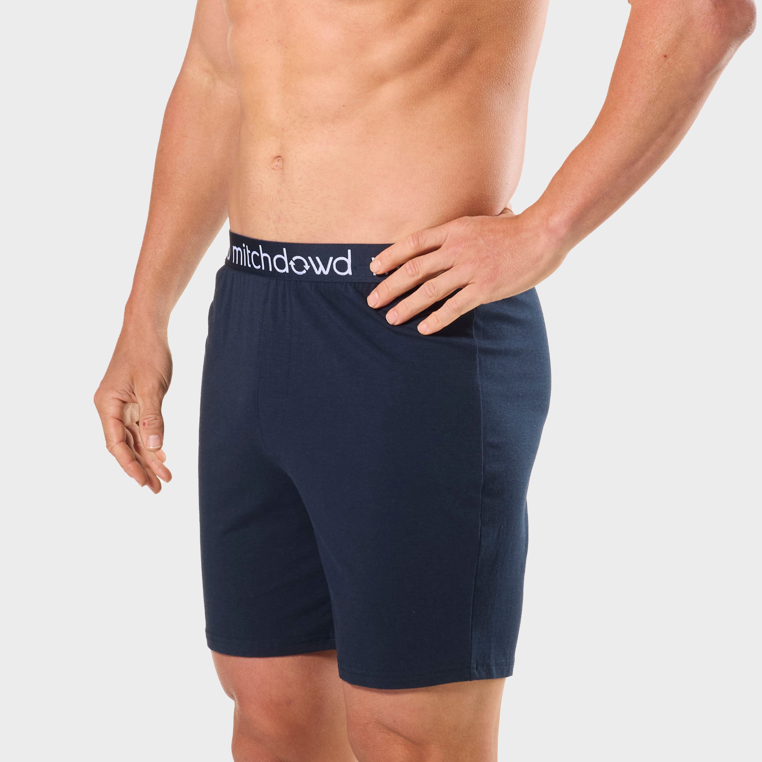 Soft Bamboo Knit Sleep Shorts for Men - Breathable & Comfortable Lounge Shorts - Navy Blue - Perfect for Sleeping, Lounging & Relaxing at Home