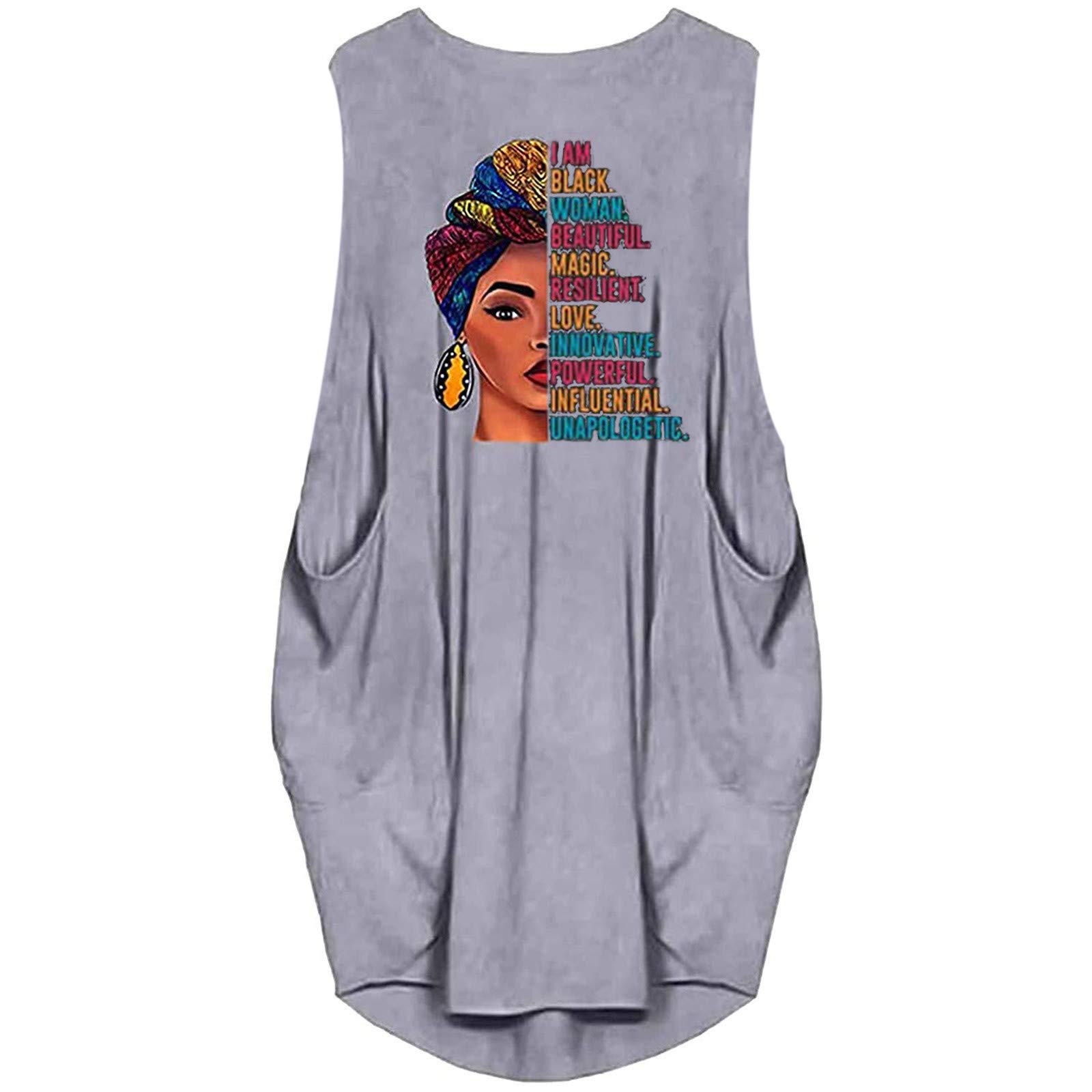 Women's T-Shirt Dress - Summer Floral Print O-Neck Sleeveless/Long Sleeve Tunic Dress with Pockets | Casual Mid-Calf Length Dress for Beach, Vacation & Everyday Wear