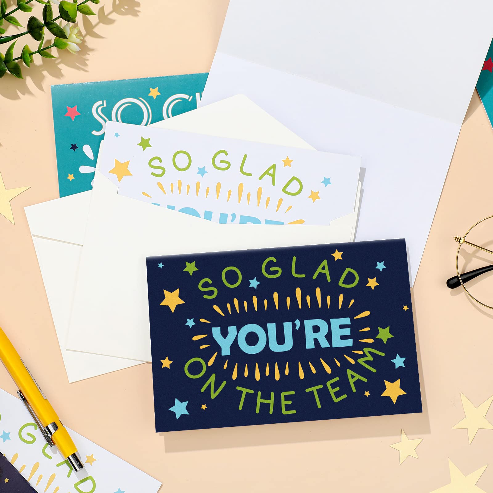 48 Pack Welcome to Team Cards - Employee Appreciation & Work Anniversary Thank You Cards with Envelopes (7.8x6 Inch, Star Style) - Perfect for Staff Recognition Gifts, Office Celebrations & Team Building Events