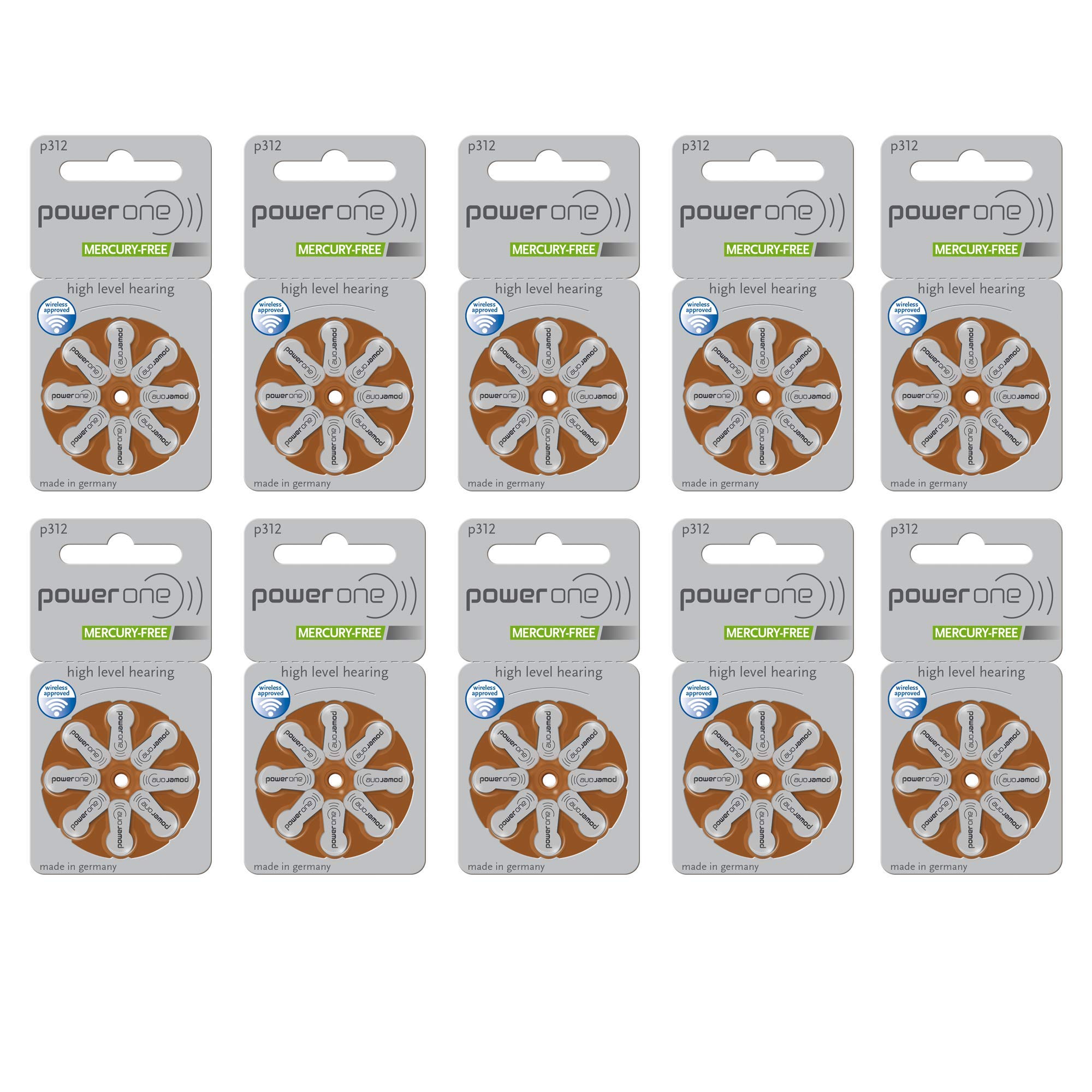 Power One Size 312 Hearing Aid Batteries (80 Pack) - Long-Lasting Zinc Air Batteries for Hearing Devices - Perfect for Travel, Work & Daily Use