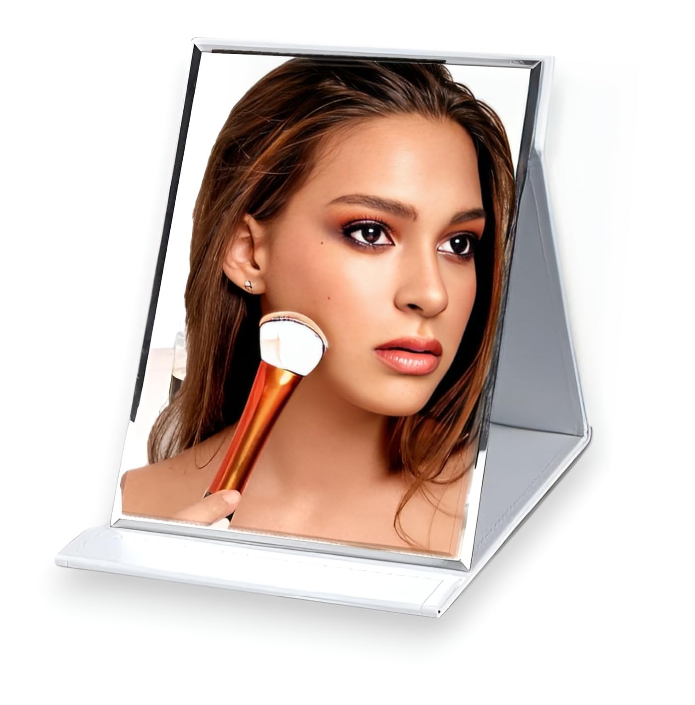 ONICORN® Portable Folding Makeup Mirror with Adjustable Stand - 360° Rotation Vanity Mirror for Bathroom, Shower & Shaving - White Rectangular Tabletop Mirror for Home & Travel Use