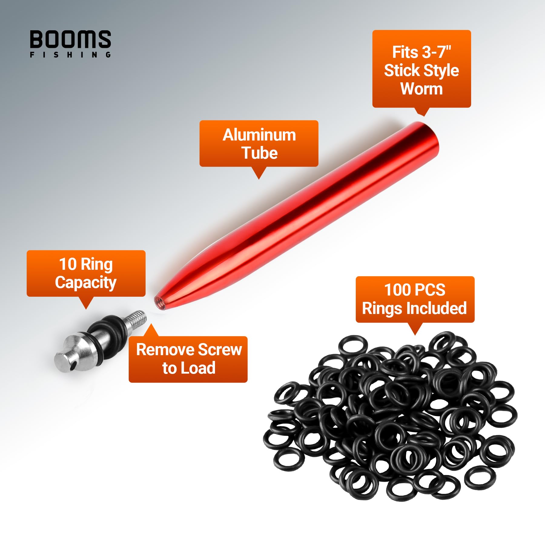 Booms WR1 Aluminum Wacky Rig Kit with 110 O-Rings for Worm Fishing - Perfect for Bass & Trout