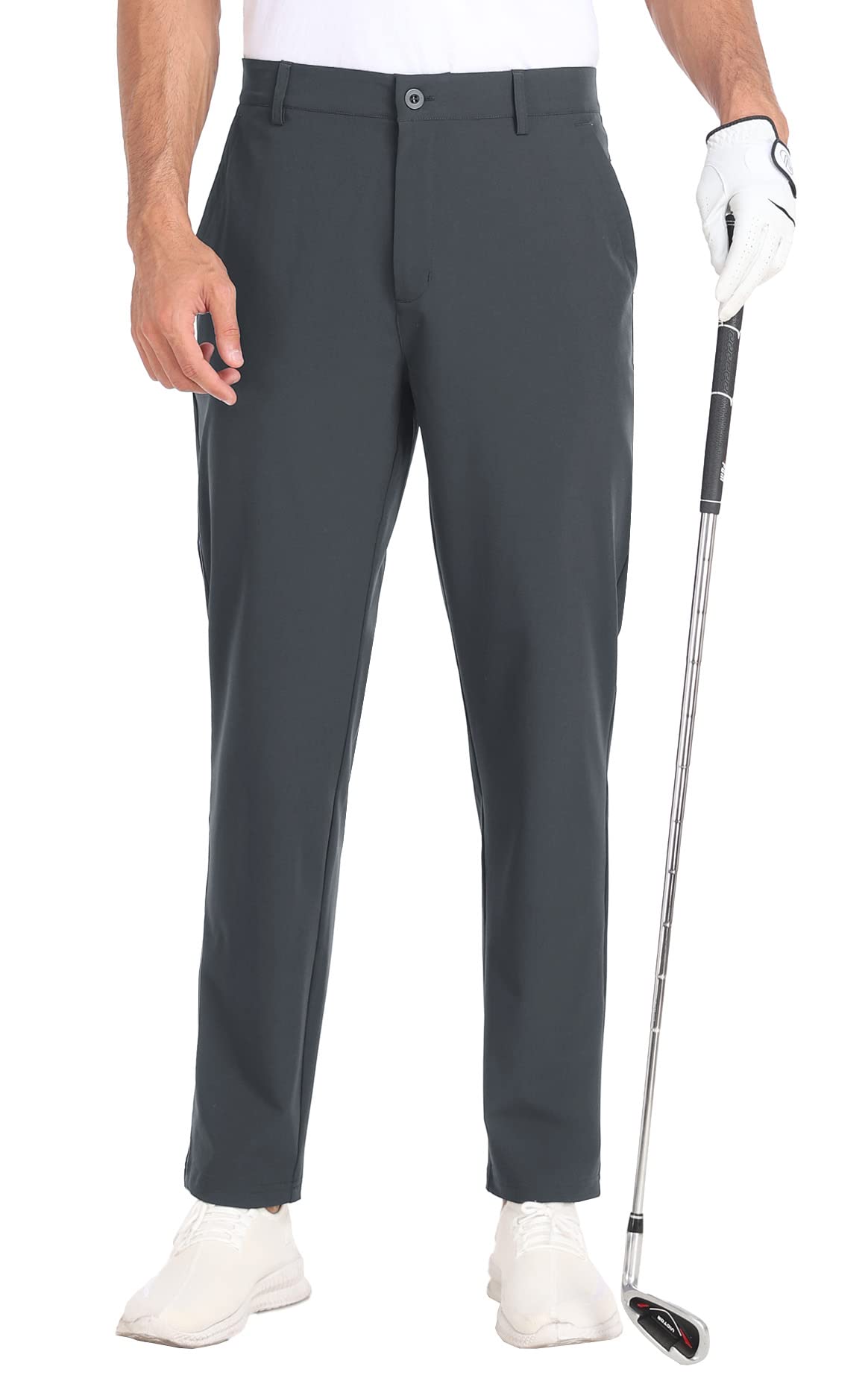 MoFiz Men's Slim Fit Stretch Golf Pants - Quick Dry Lightweight Office Dress Pants with Zip Pockets - Comfortable Casual Workwear for Golf, Business & Outdoor Activities