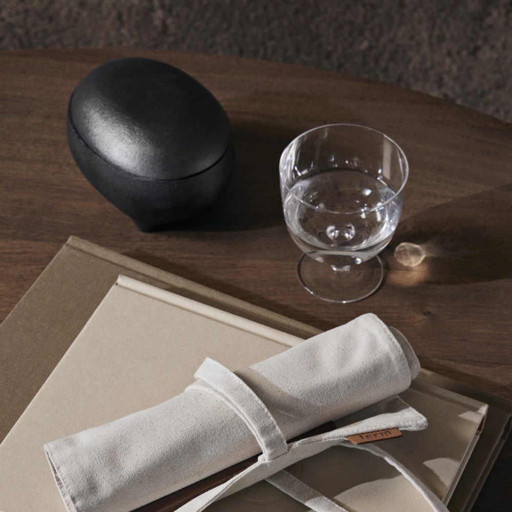 FERM LIVING Evoke Twin Candle Holder - Blackened Aluminium Modern Home Decor for Living Room, Bedroom & Dining Table Centerpiece