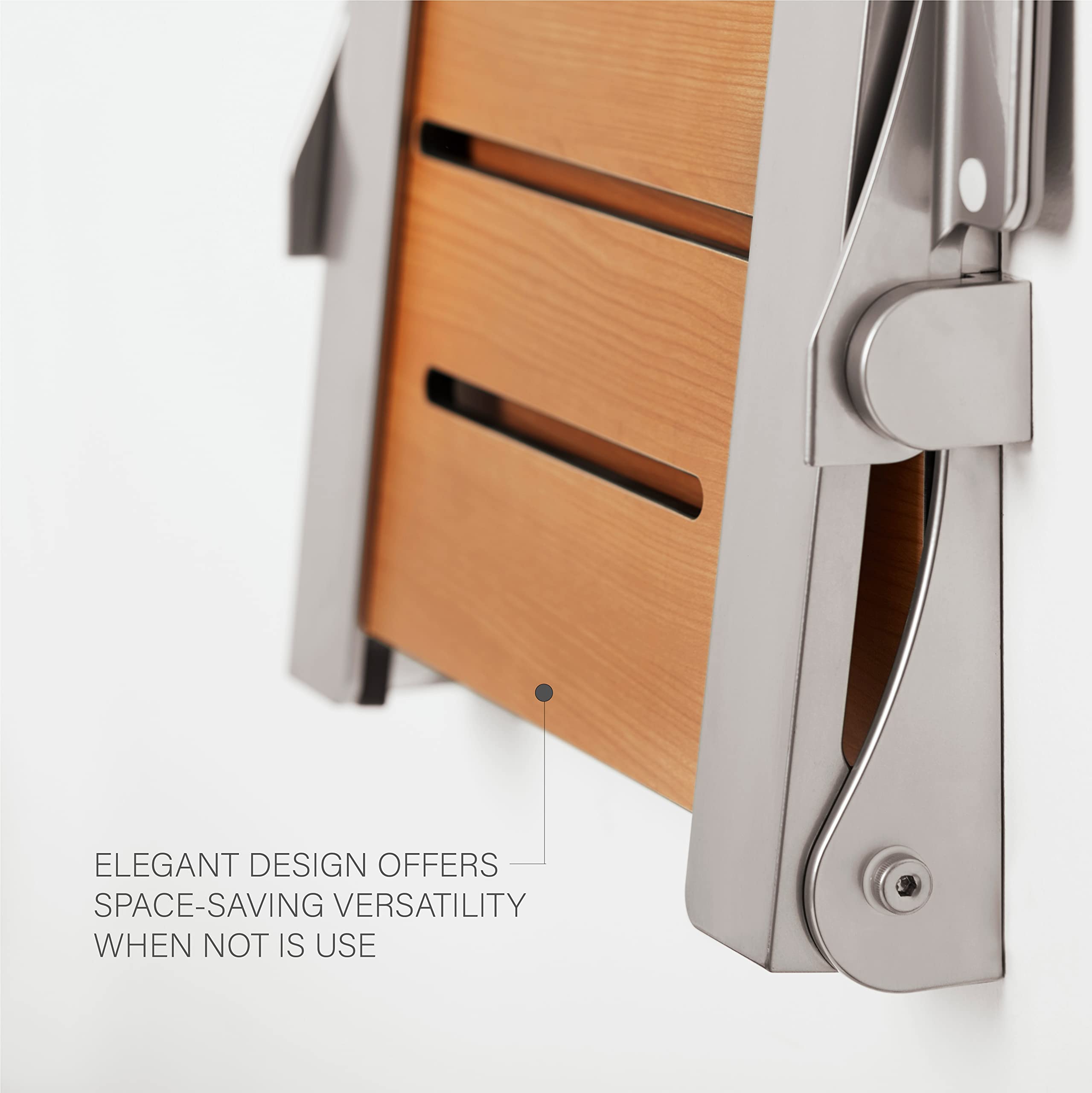 Premium Teak Folding Shower Bench with Arms - Wall Mounted Chrome Frame for Bathroom Safety & Comfort - Ideal for Elderly, Disabled & Spa Relaxation