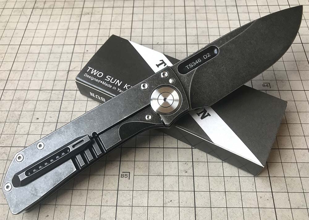 TwoSun TS346-D2 Folding Knife - D2 Steel Blade & TC4 Titanium Handle - Compact EDC Pocket Knife for Outdoor Camping, Hiking, Survival & Everyday Carry