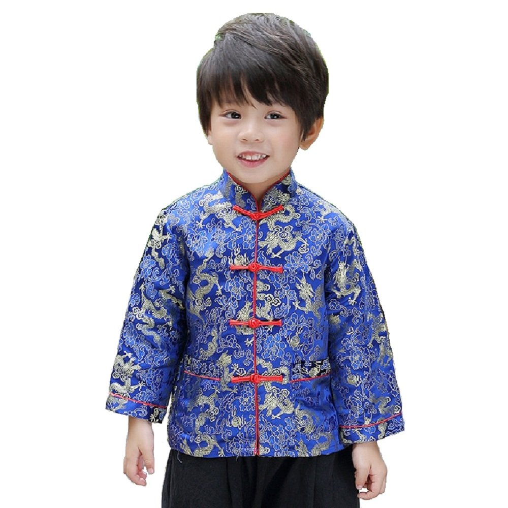 **Chinese Dragon Embroidered Tang Coat for Baby Boys - Traditional Costume for Parties, Festivals & Chinese New Year Celebrations**