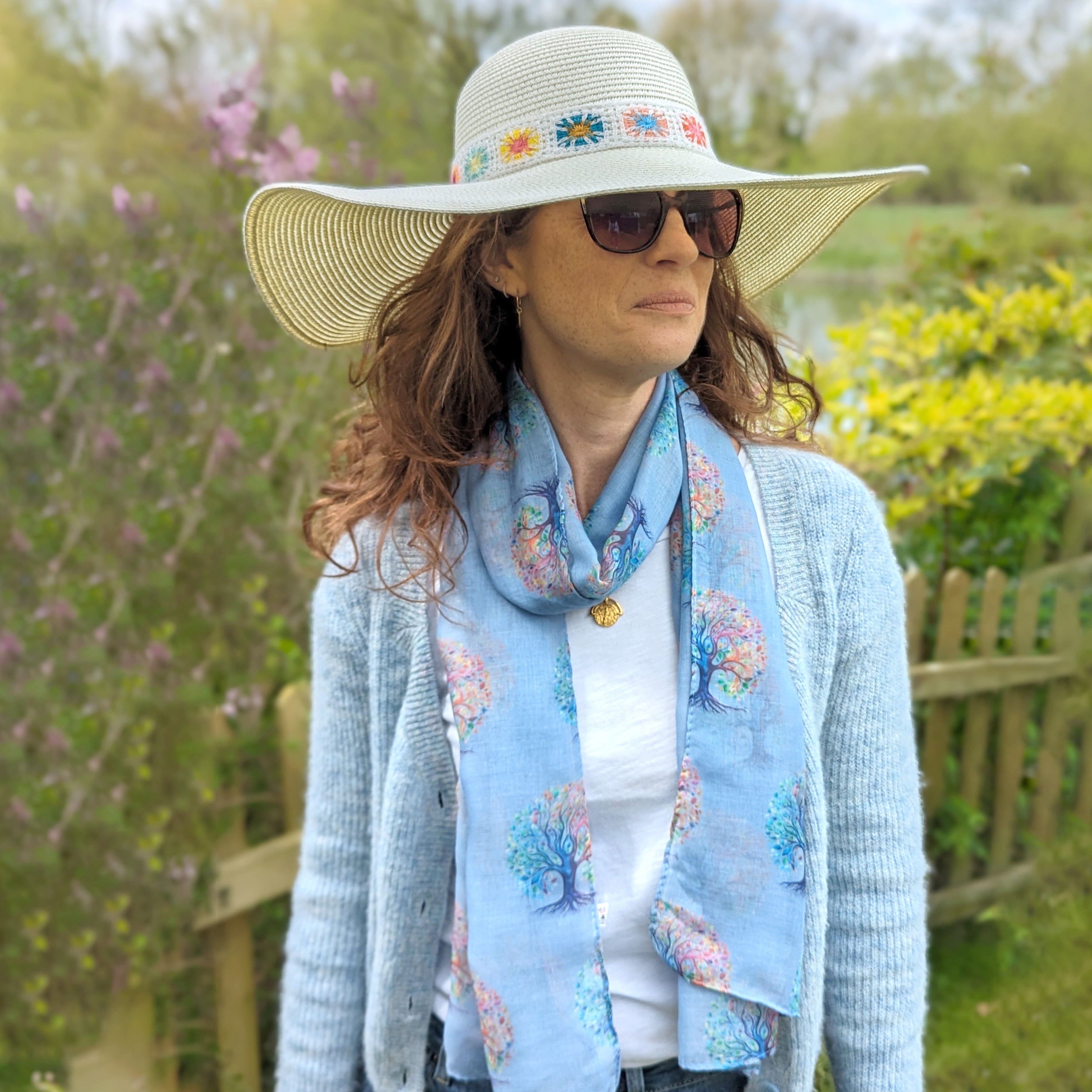 Rainbow Tree of Life Scarf - 50x180cm Lightweight Fashion Shawl for Women - Perfect for Yoga, Meditation, Boho Outfits & Spiritual Gifts