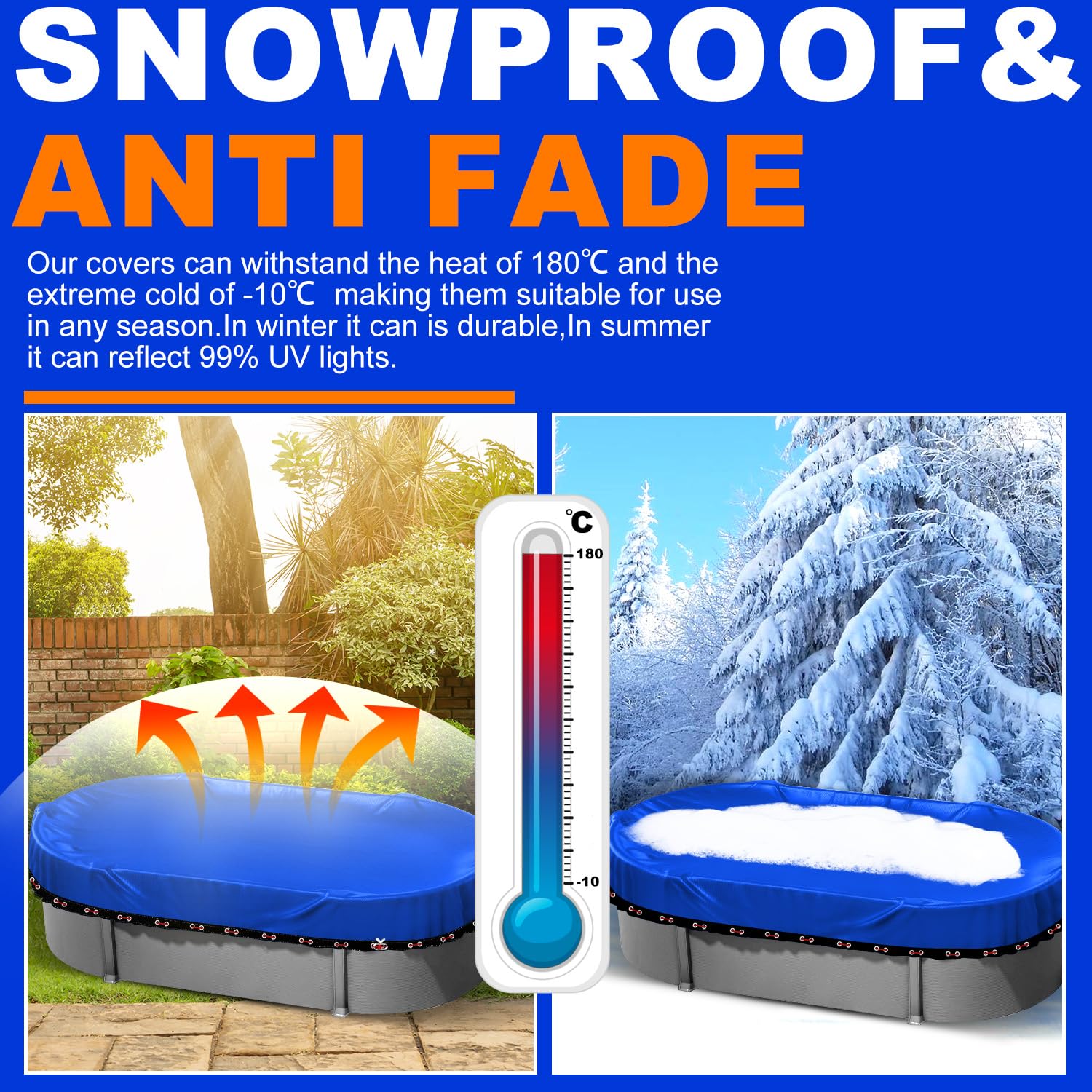Heavy Duty 18x33ft Oval Winter Pool Cover for Above Ground Pools - Cold-Resistant, Anti-UV PE Material with Winch & Cable Set | All-Weather Protection for Swimming Pools | Perfect for Winter Storage and Seasonal Pool Maintenance