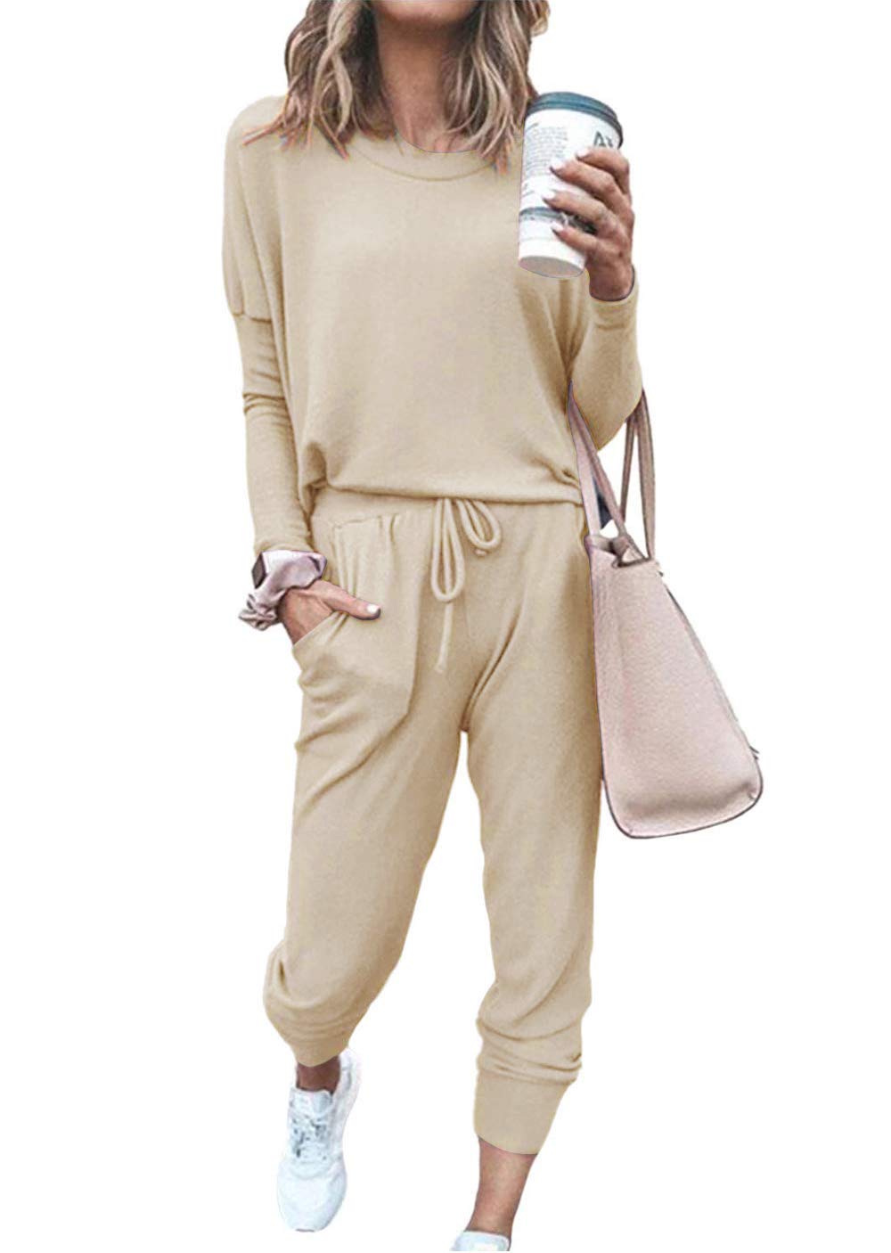 ETCYY Women's Lounge Sets - Soft 2 Piece Sweatsuit Outfit with Long Sleeve Top & Pants for Workout, Yoga, Home & Travel | Athletic Tracksuit for Comfort & Style