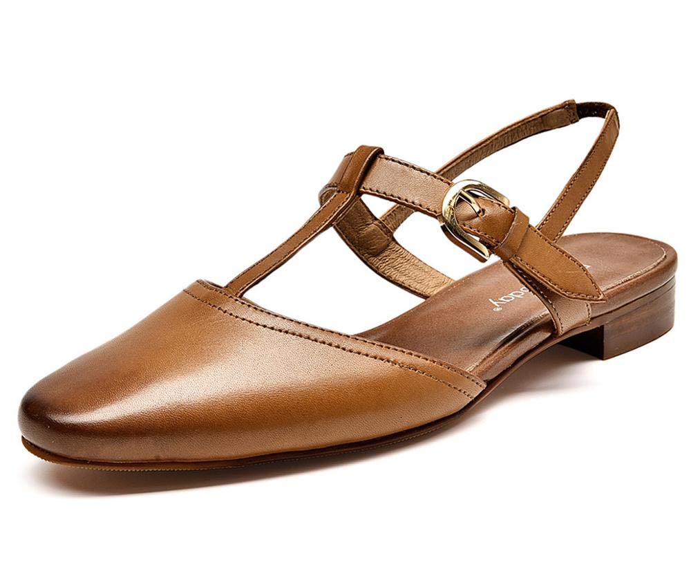 BEAU TODAY Women's Pointed Toe Mule Sandals - Genuine Leather Ankle Strap Flat Slides for Summer | Comfortable Casual Shoes for Women & Girls | Perfect for Beach, Vacation, and Everyday Wear
