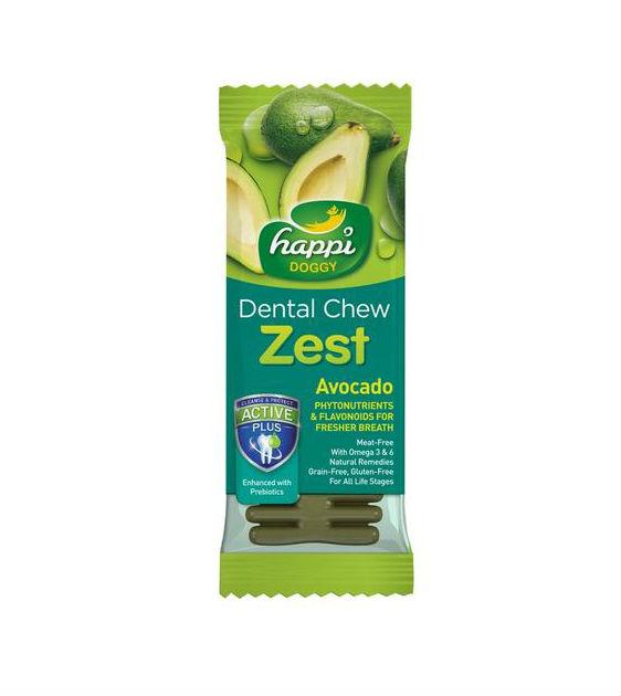 Happi Skippi (Happi Doggy) ZEST Dental Dog Chews - Avocado Flavor for Small & Medium Dogs - Freshens Breath & Cleans Teeth - Perfect for Daily Oral Care & Playtime