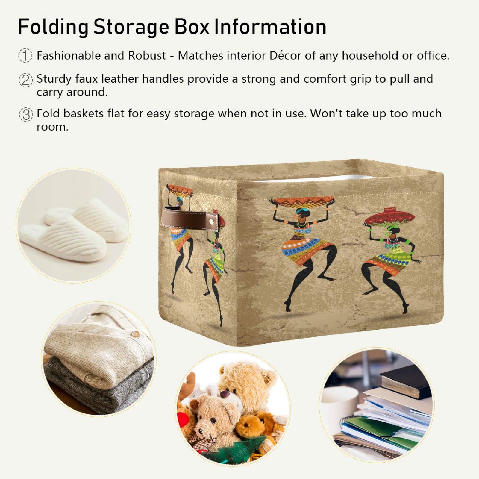 ALAZA Foldable Storage Bins - Tribal Ethnic African Pattern Storage Boxes for Closet, Shelf, Bedroom, Nursery | Organize Toys, Books & More | Space-Saving Home Decor Solution