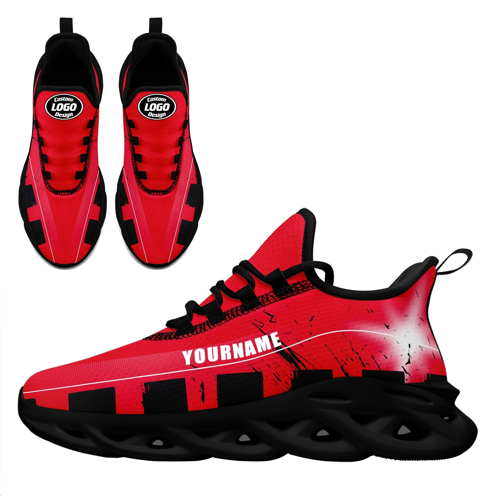 Custom Blue & Red Houston Maxsoul Personalized Sneakers - Men's Size 12 Comfortable Running Shoes (FN003 D020260) - Perfect for Jogging, Gym Workouts & Casual Wear