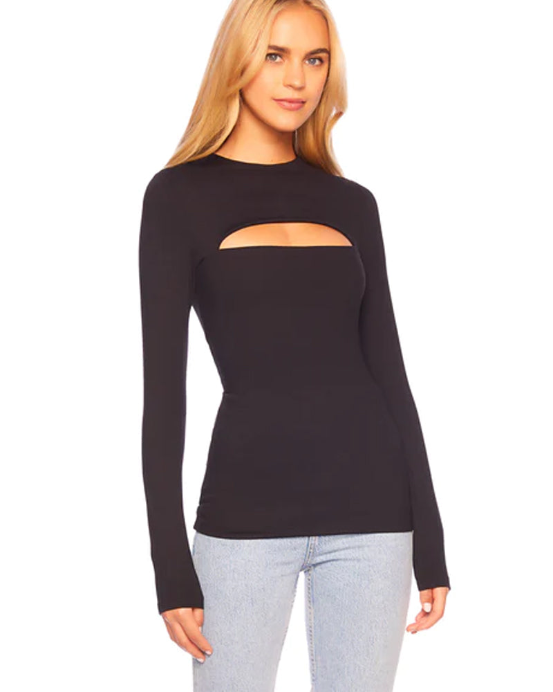 Susana Monaco Black Crew Neck Slit Top - Women's Casual Short Sleeve Shirt for Work, Date Night & Everyday Wear
