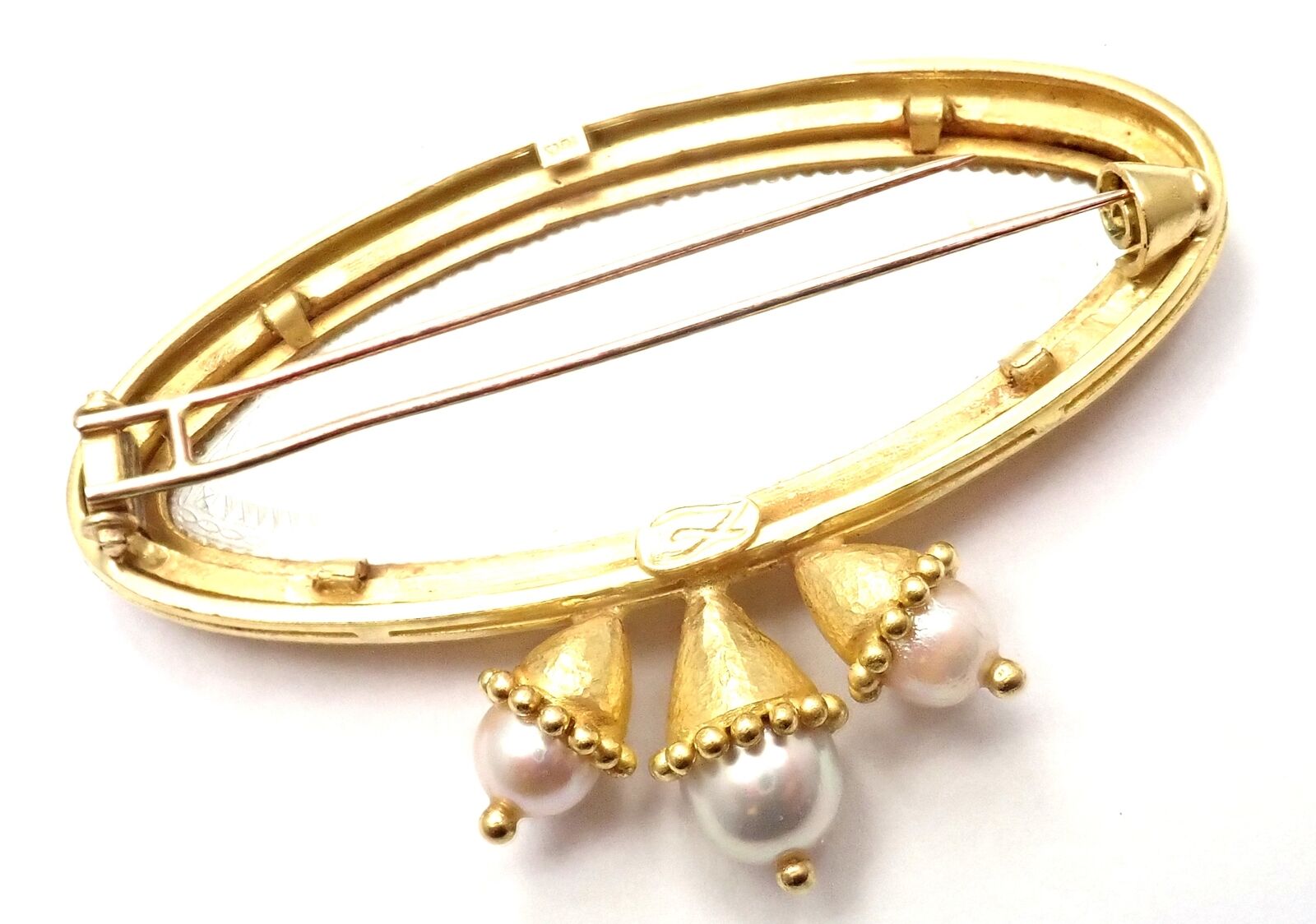 Authentic Elizabeth Locke 18k Yellow Gold Pearl Mother of Pearl Brooch Pin - Elegant Jewelry for Women, Perfect for Weddings, Parties & Special Occasions