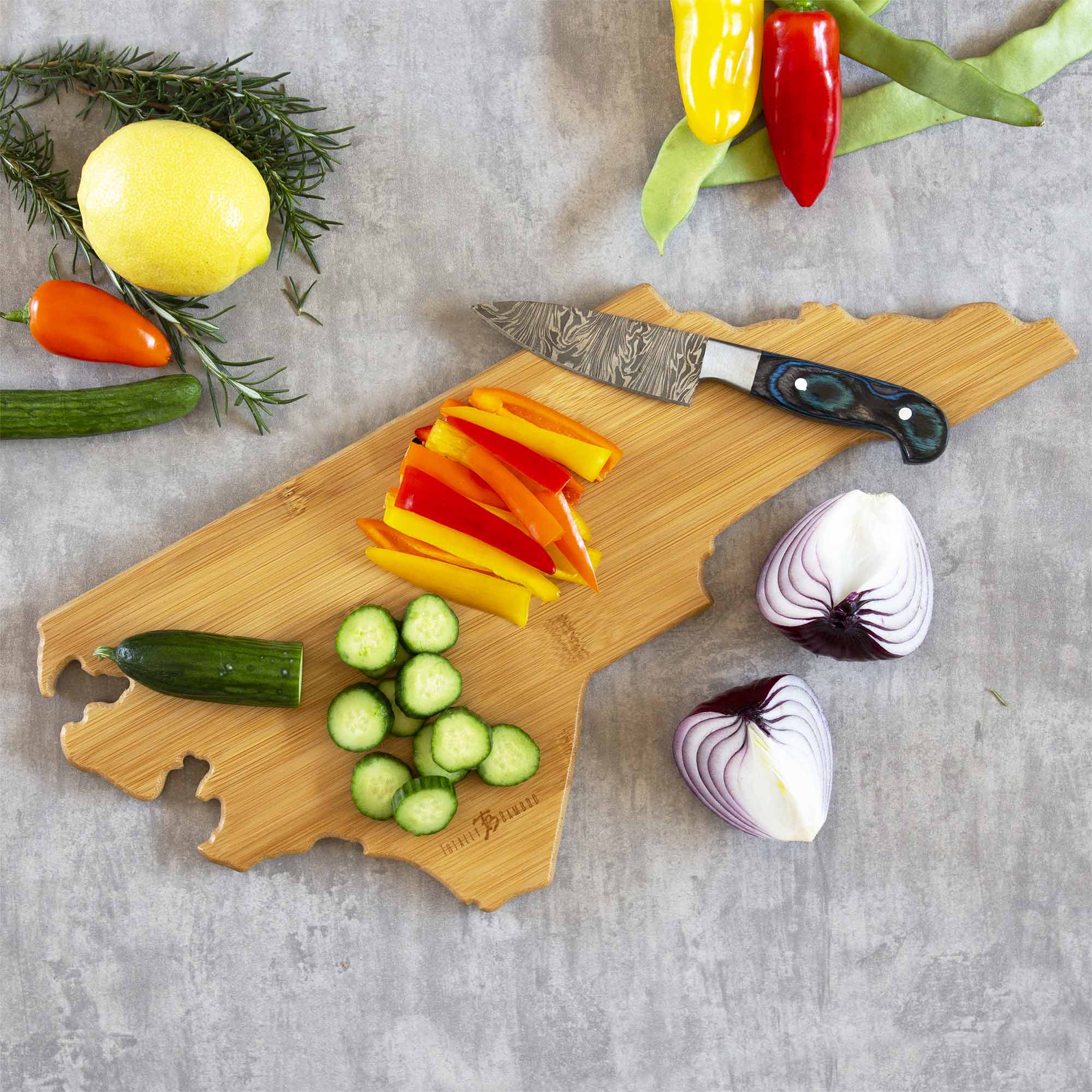 Premium North Carolina Wooden Cutting Board with Fish Kiss™ Artwork - Durable & Stylish for Kitchen, Charcuterie, and Serving - Perfect Gift for Home Chefs